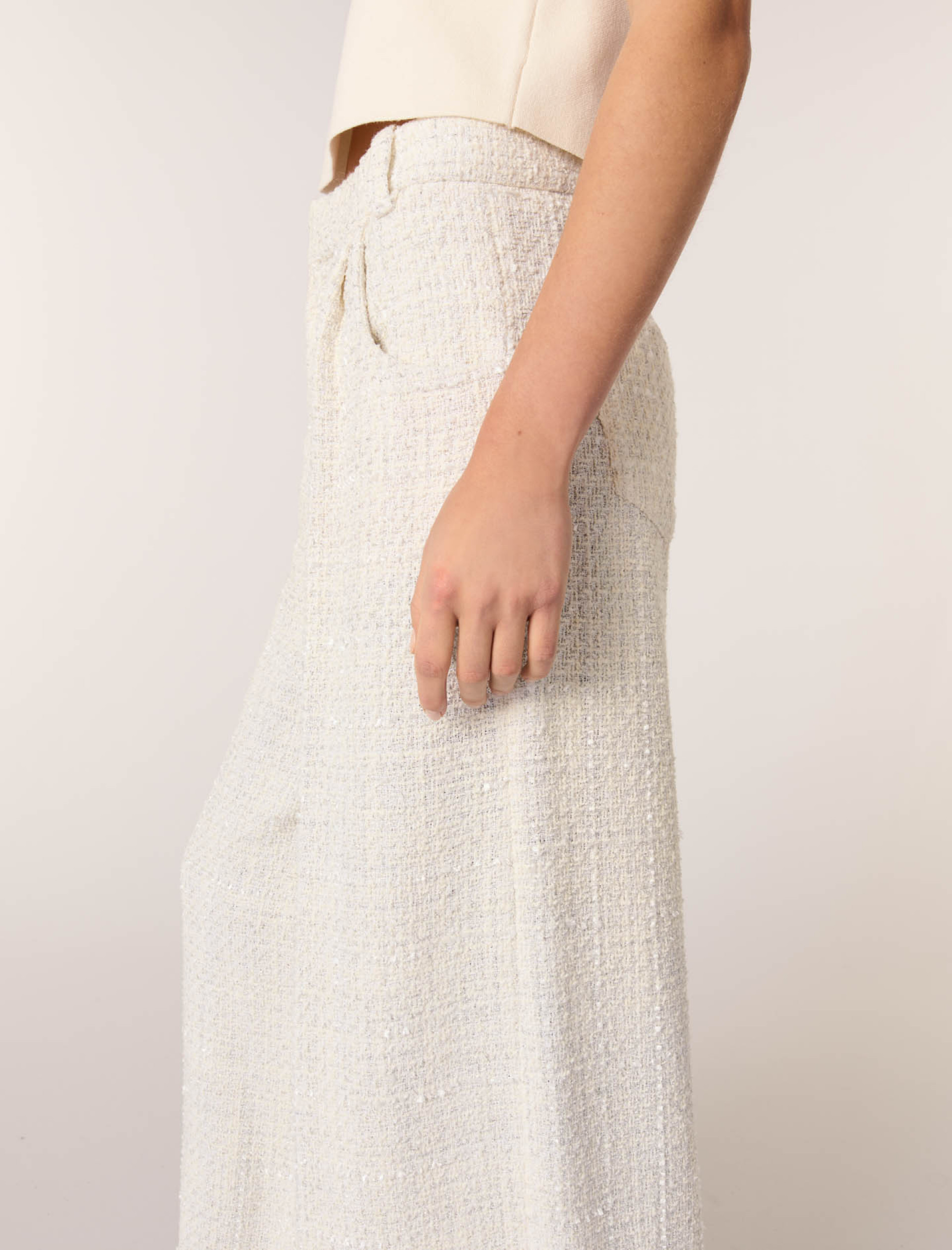 Женские широкие твидовые брюки