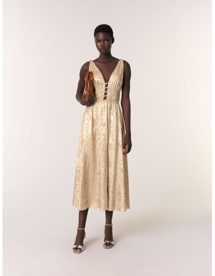 Женское длинное платье металлик