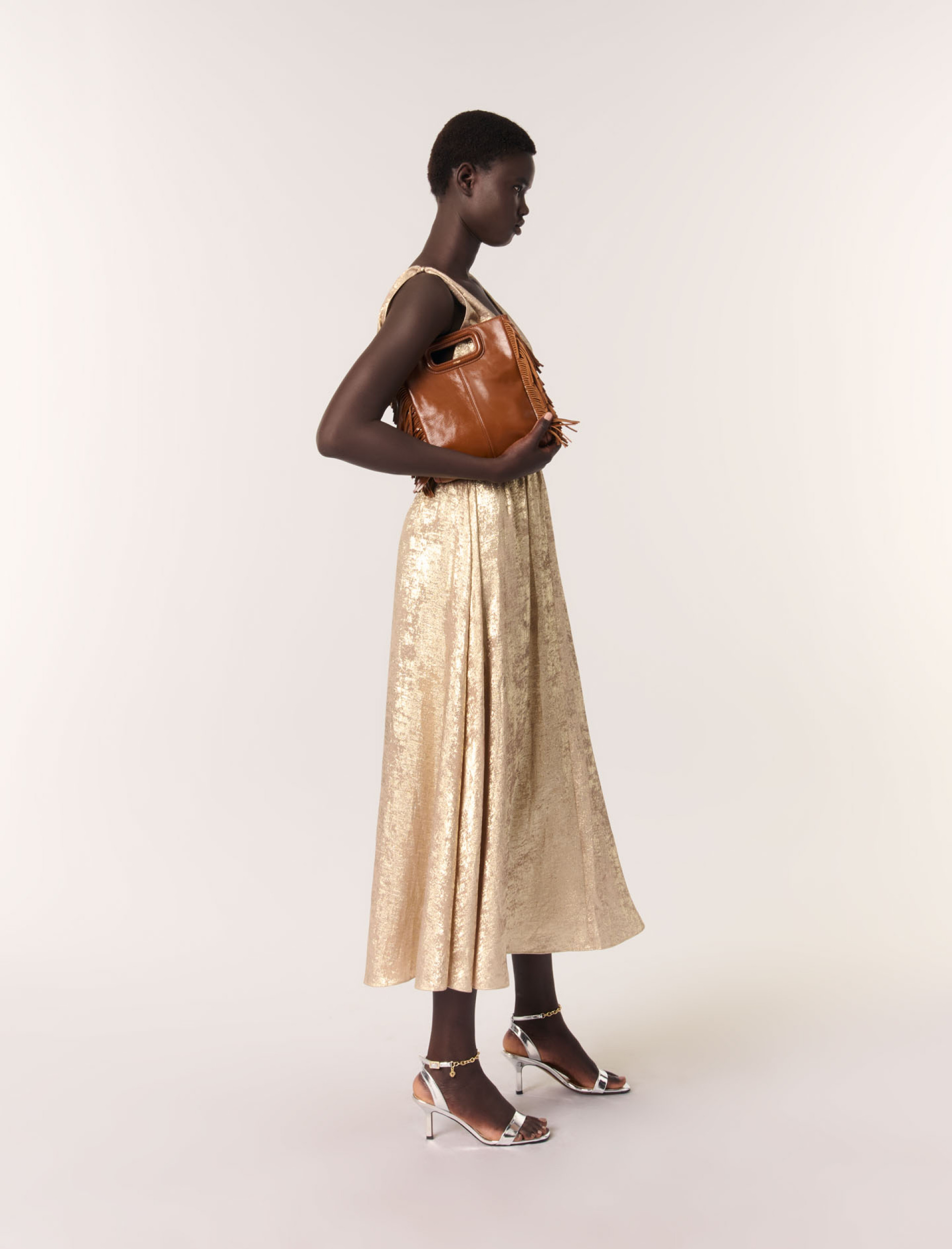 Жіноча довга сукня металік