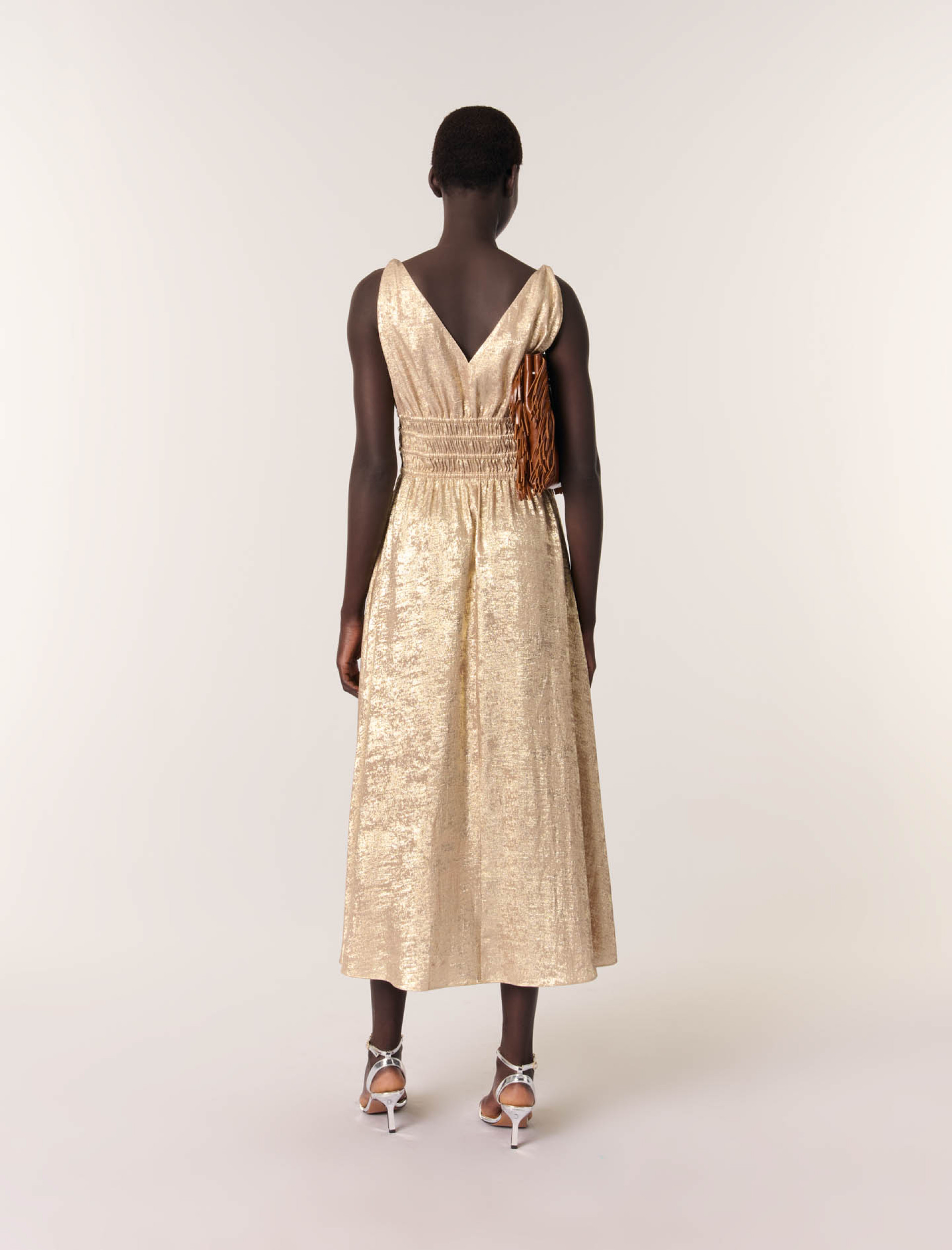 Жіноча довга сукня металік