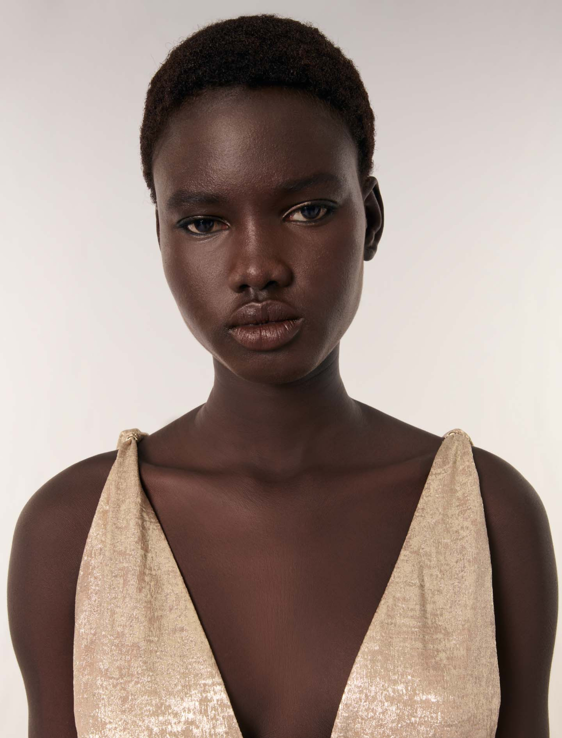 Жіноча довга сукня металік