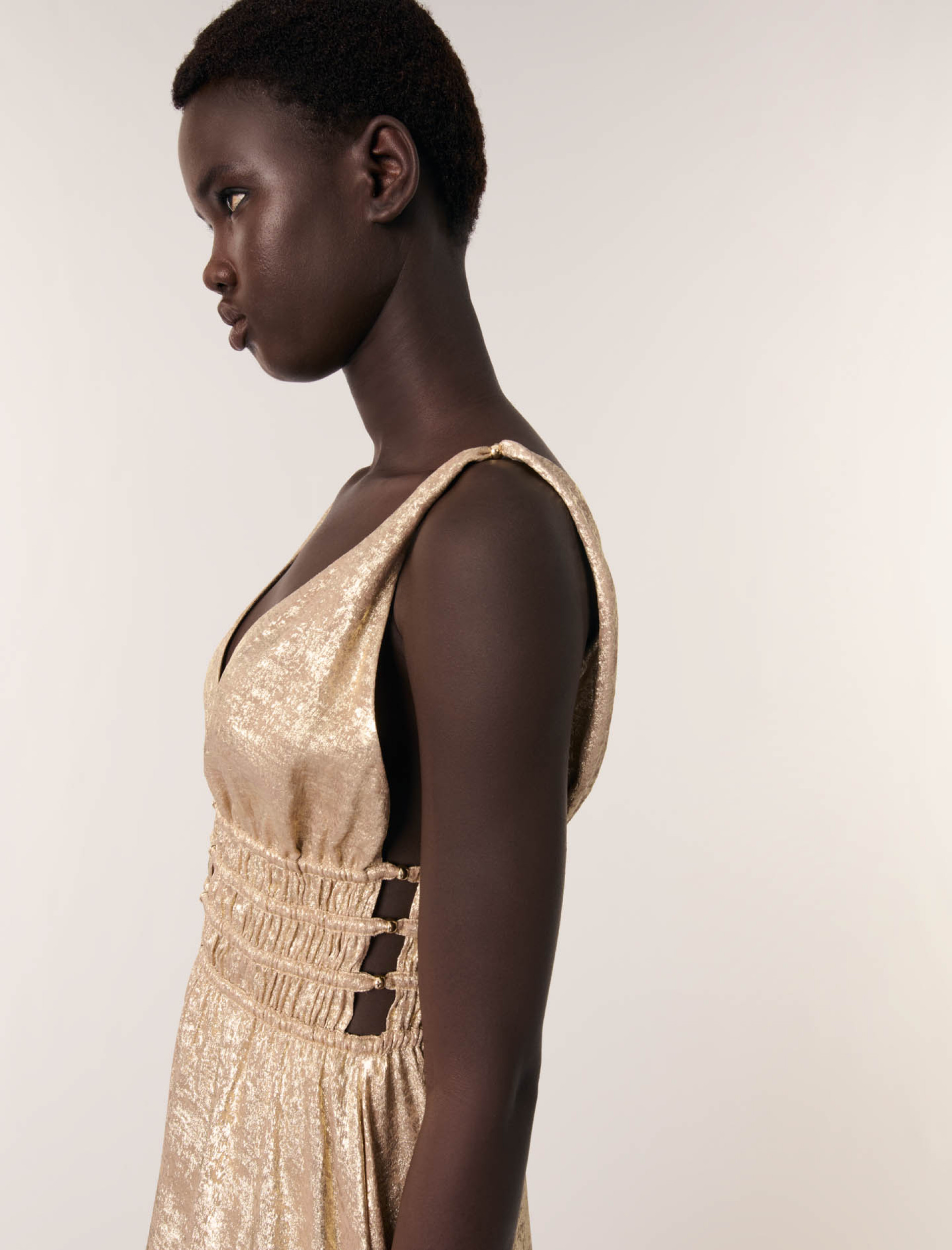 Жіноча довга сукня металік