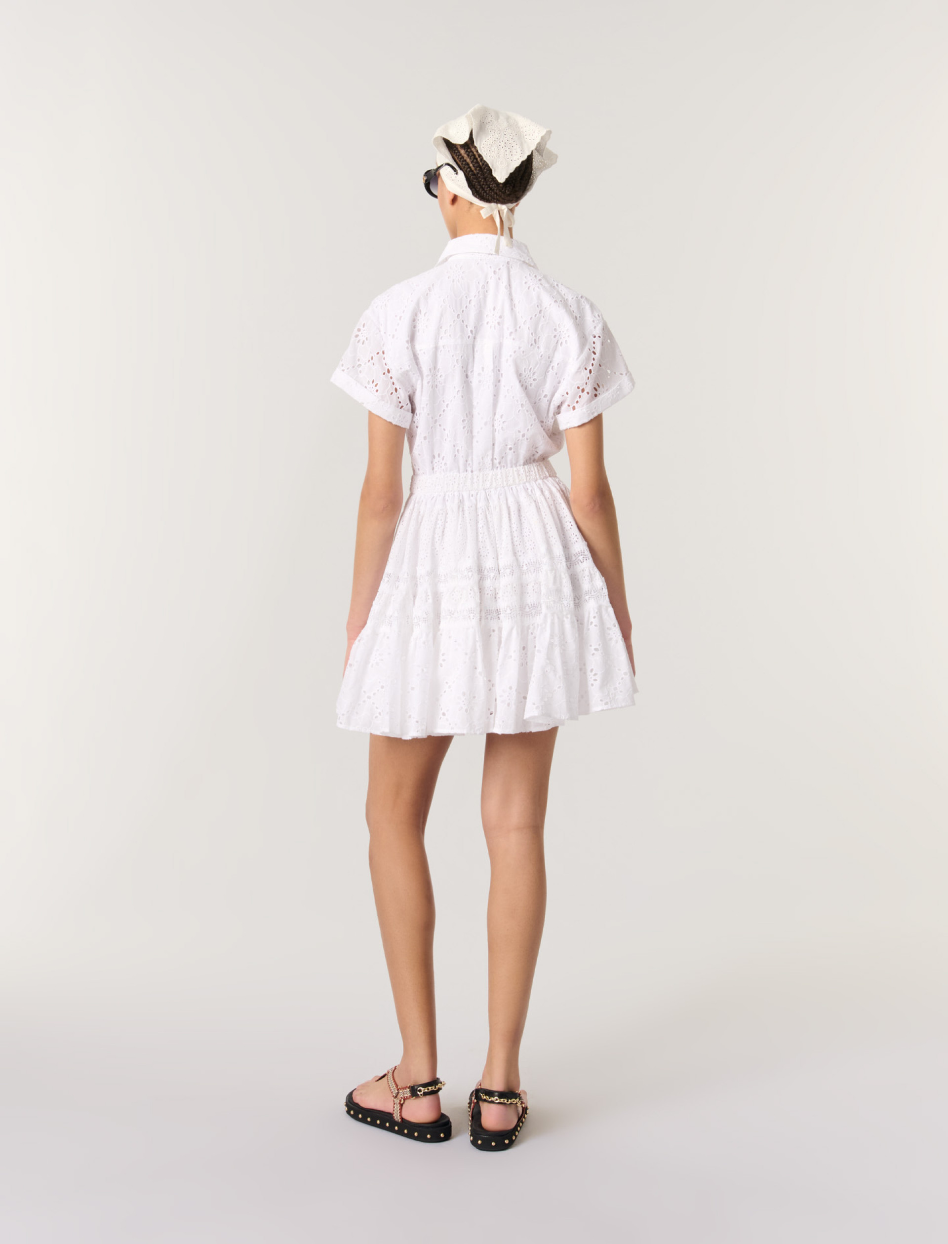 Женское платье-рубашка с английской вышивкой