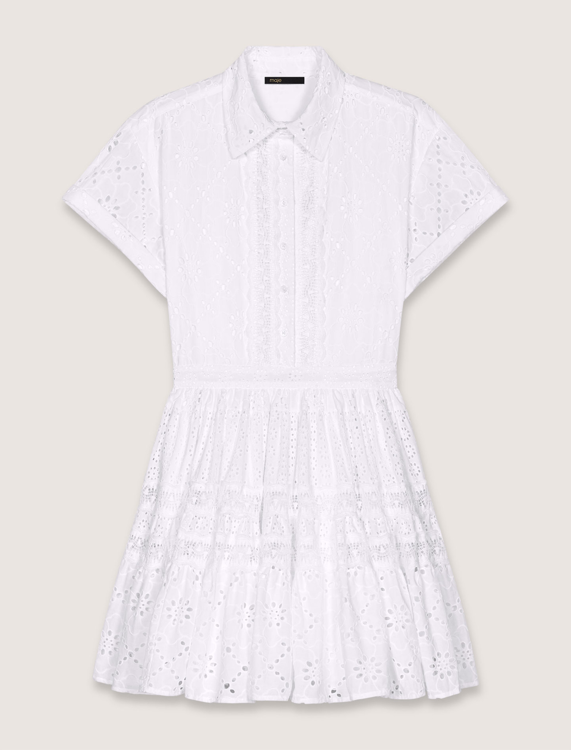 Женское платье-рубашка с английской вышивкой