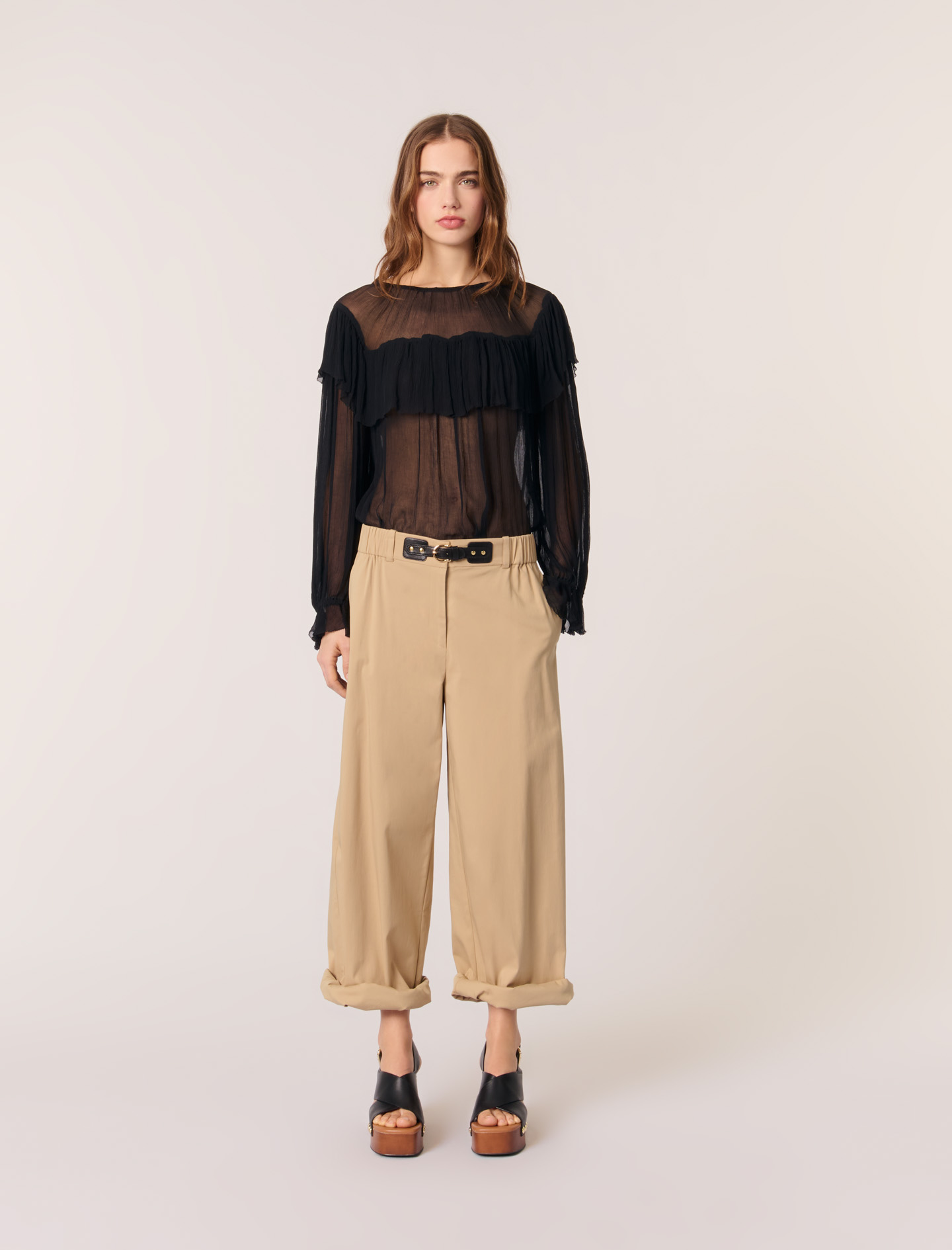 Женская блуза из шифона с оборками