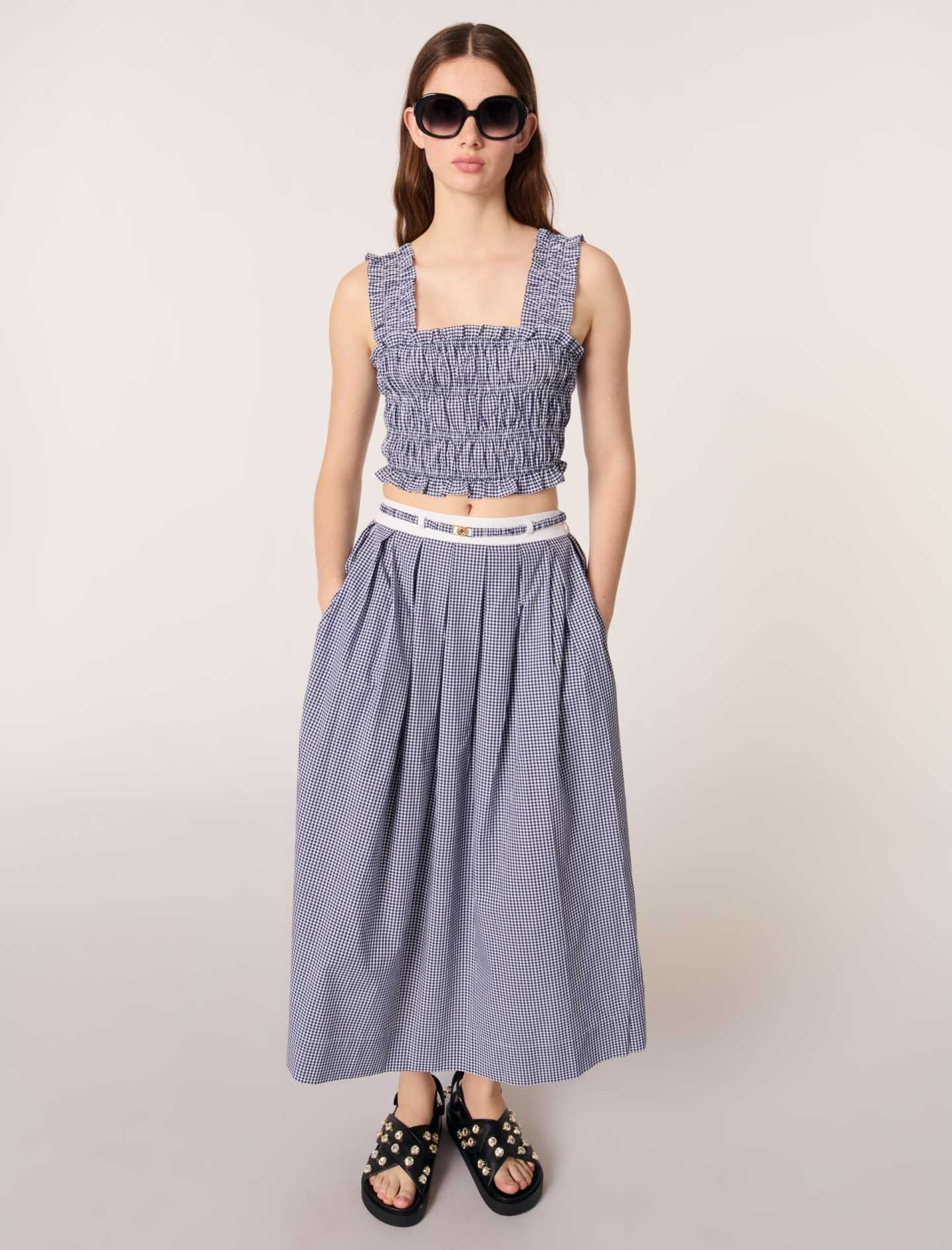 Женская длинная юбка в клетку