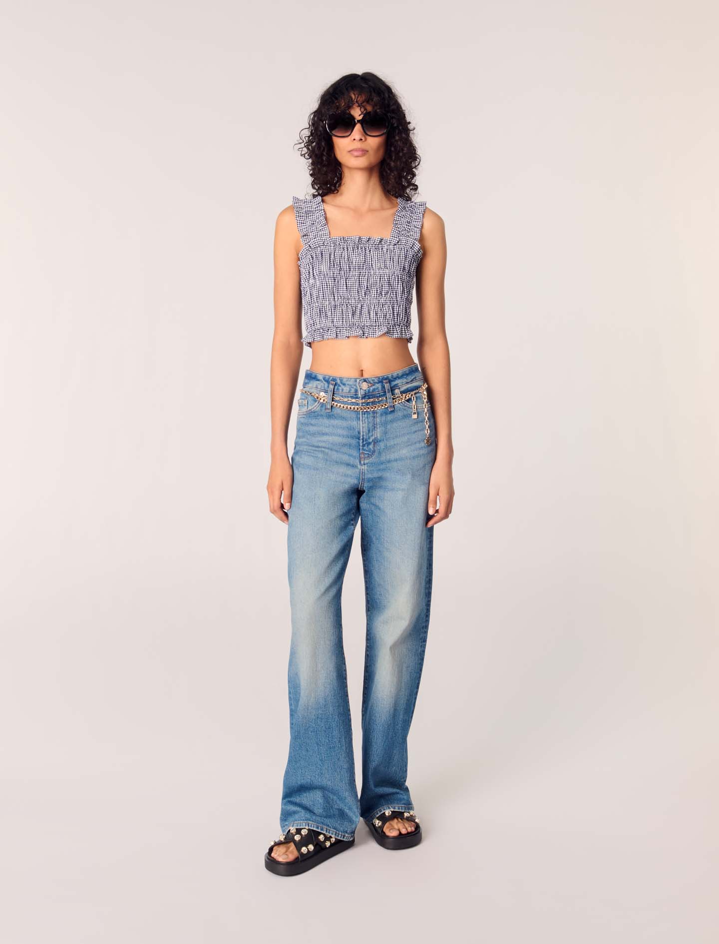 Женский топ в клетку виши