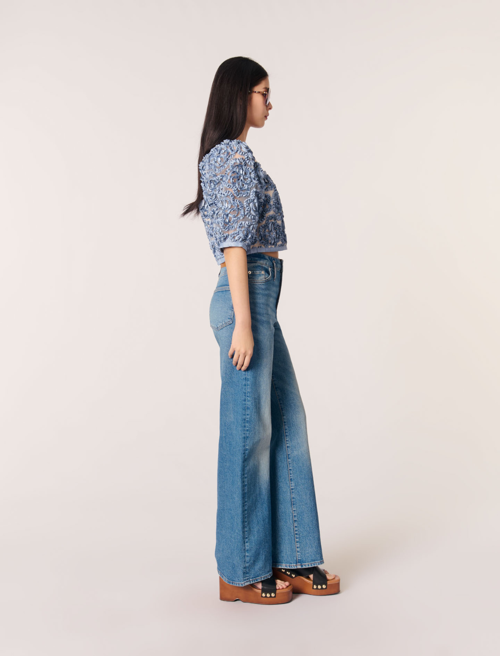 Женский топ из цветочной органзы