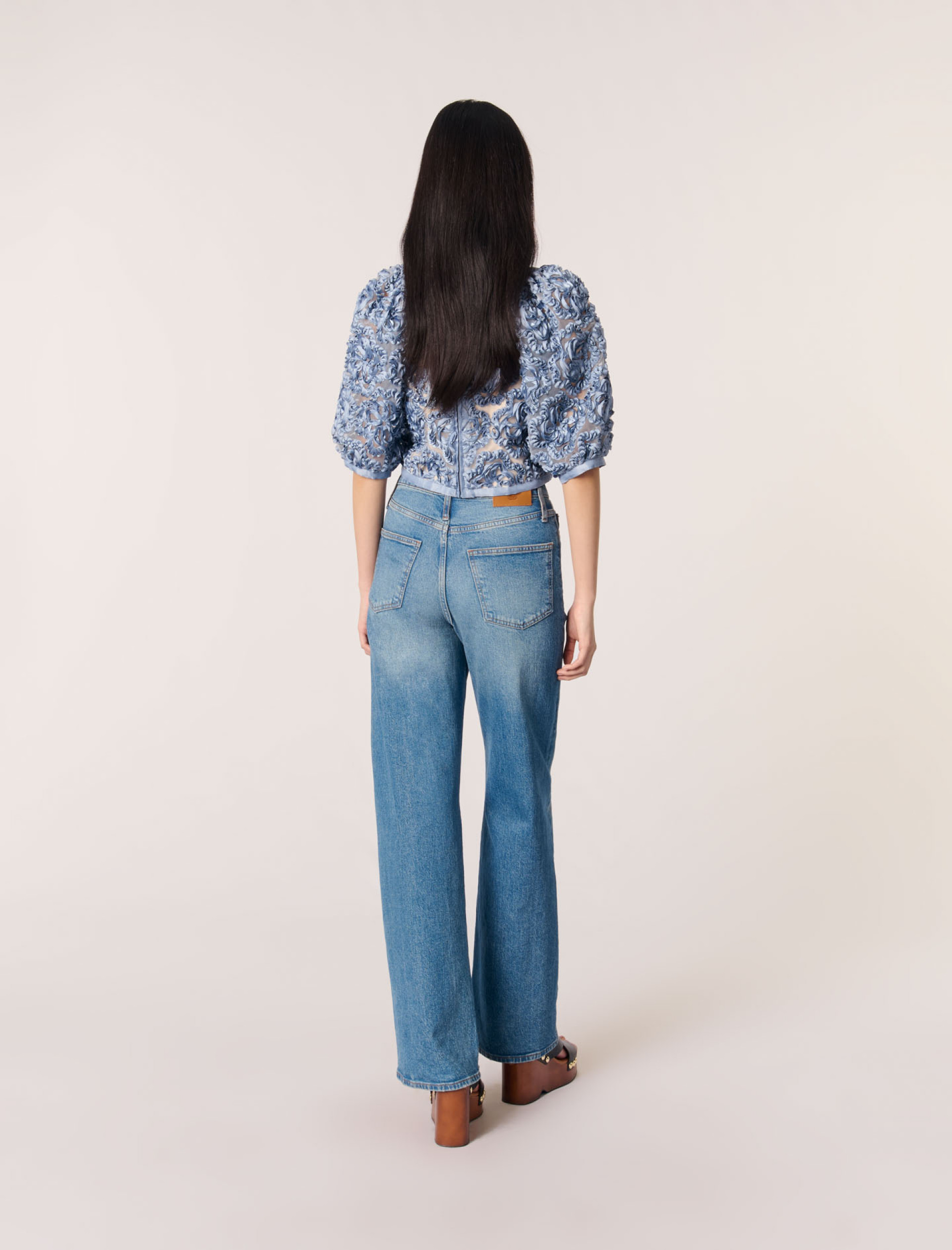 Женский топ из цветочной органзы