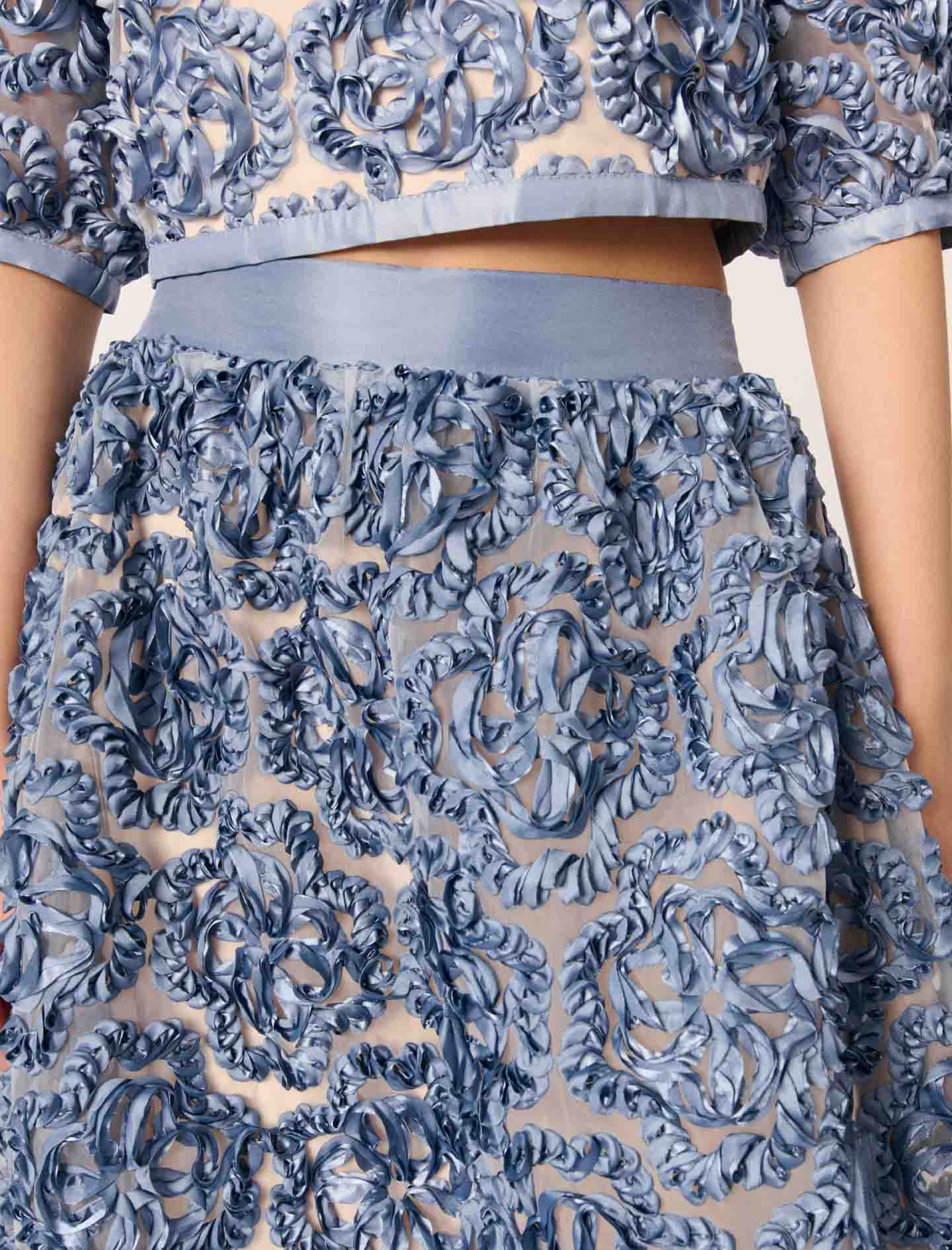 Женская юбка из органзы с цветочным узором