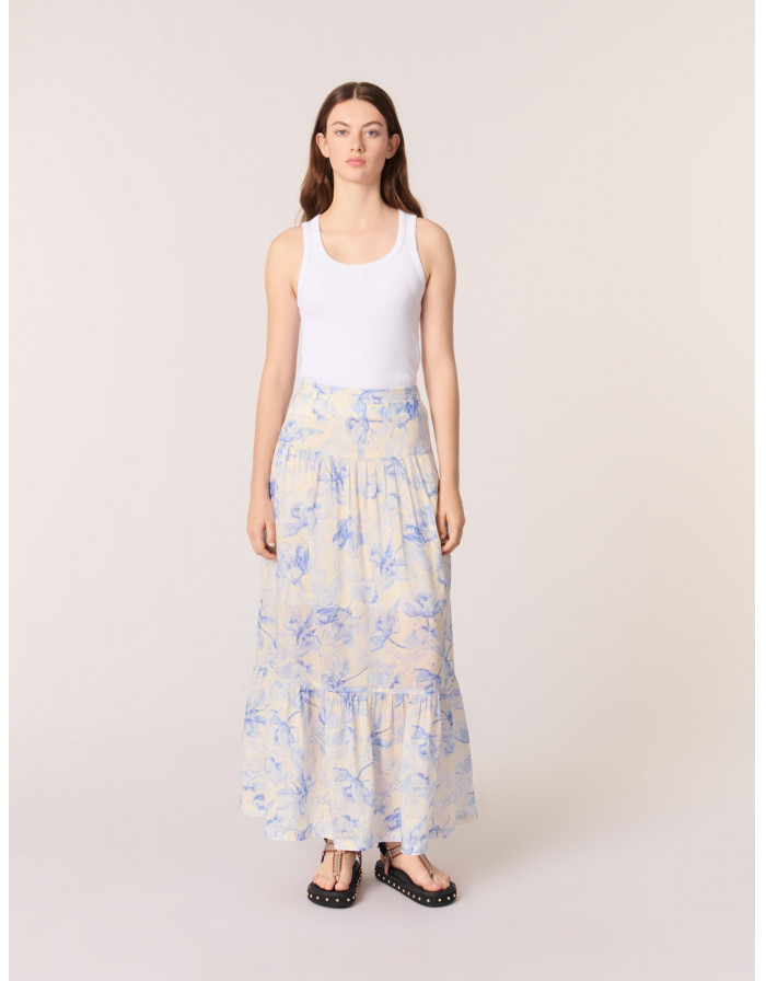 Женская длинная юбка с цветочным принтом