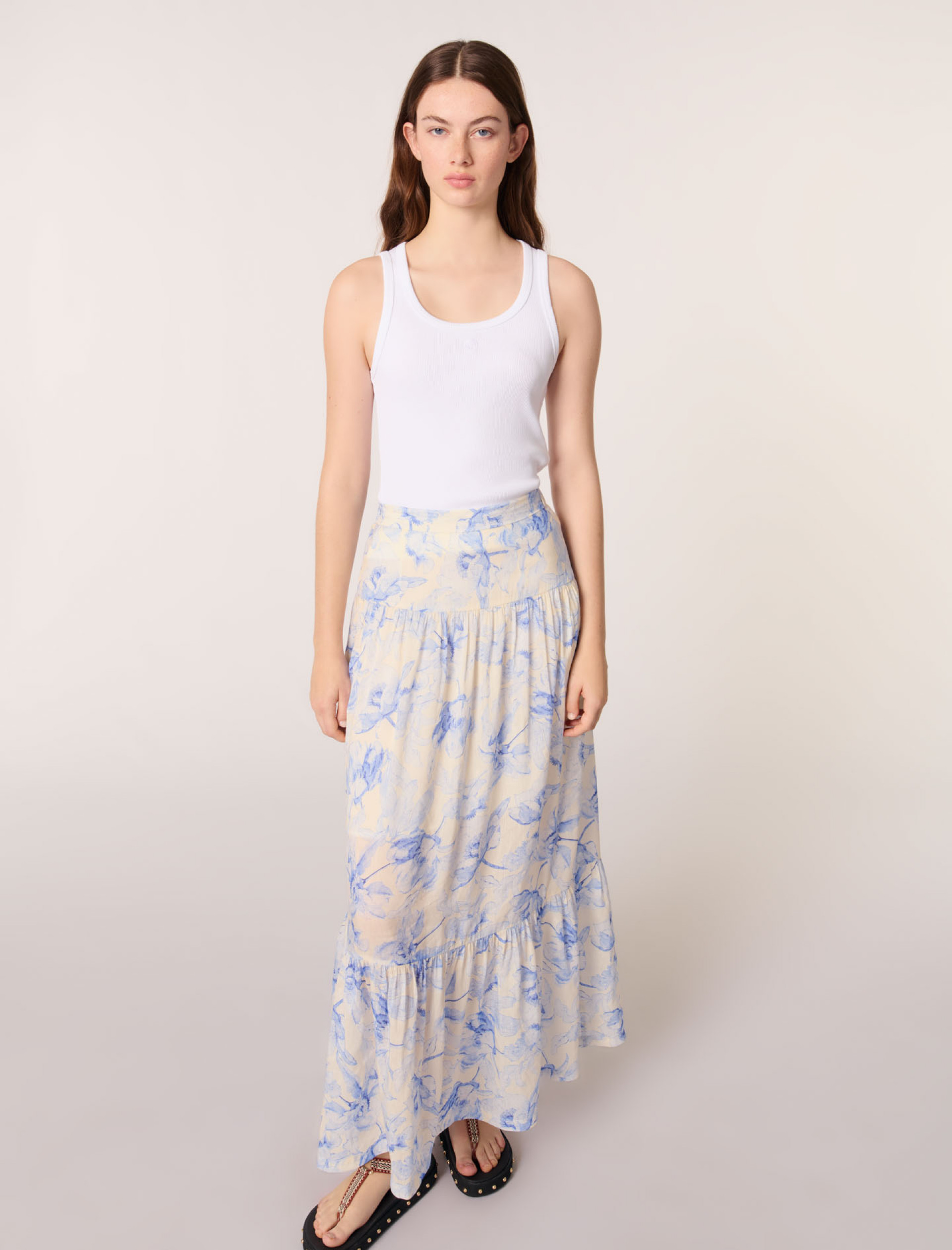 Жіноча довга спідниця з квітковим принтом