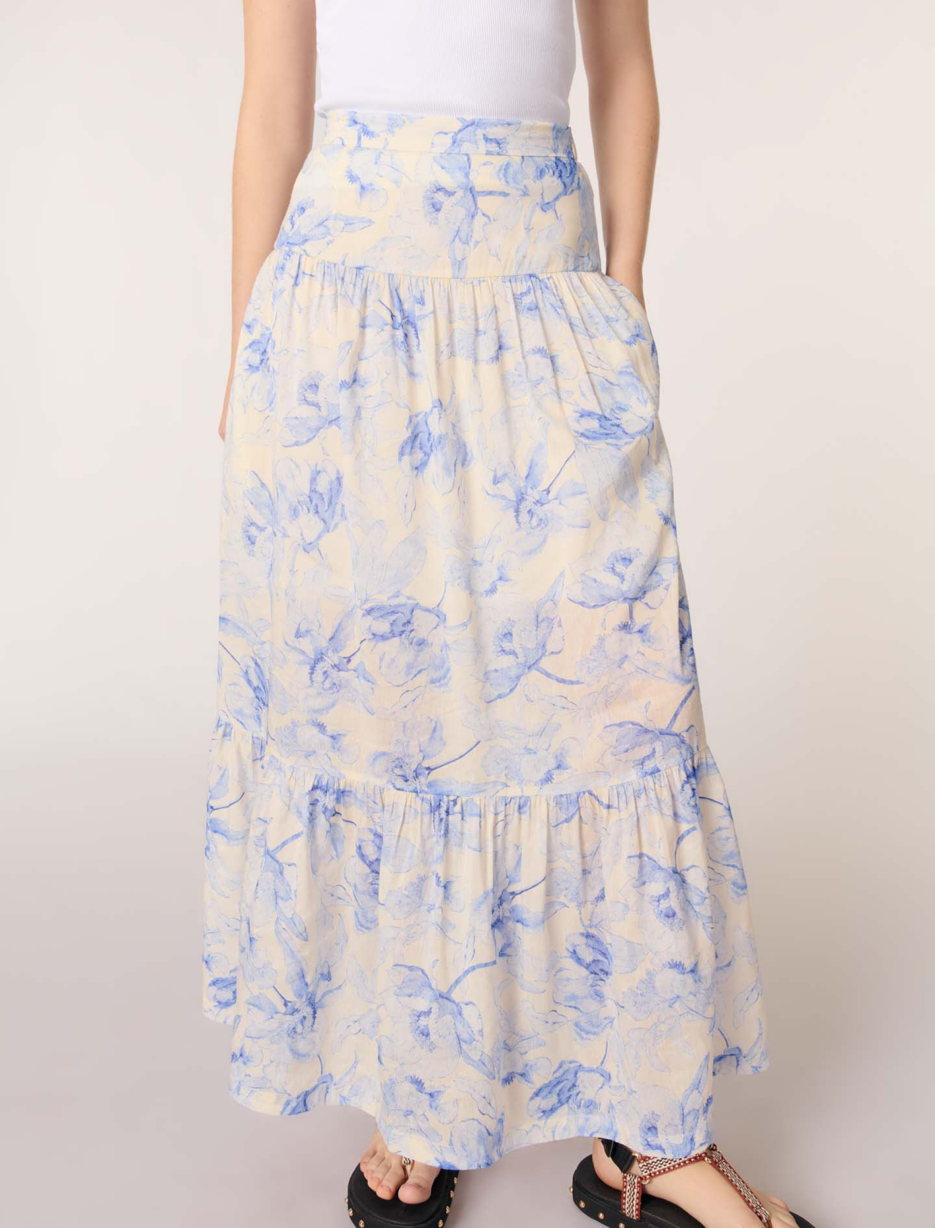 Жіноча довга спідниця з квітковим принтом