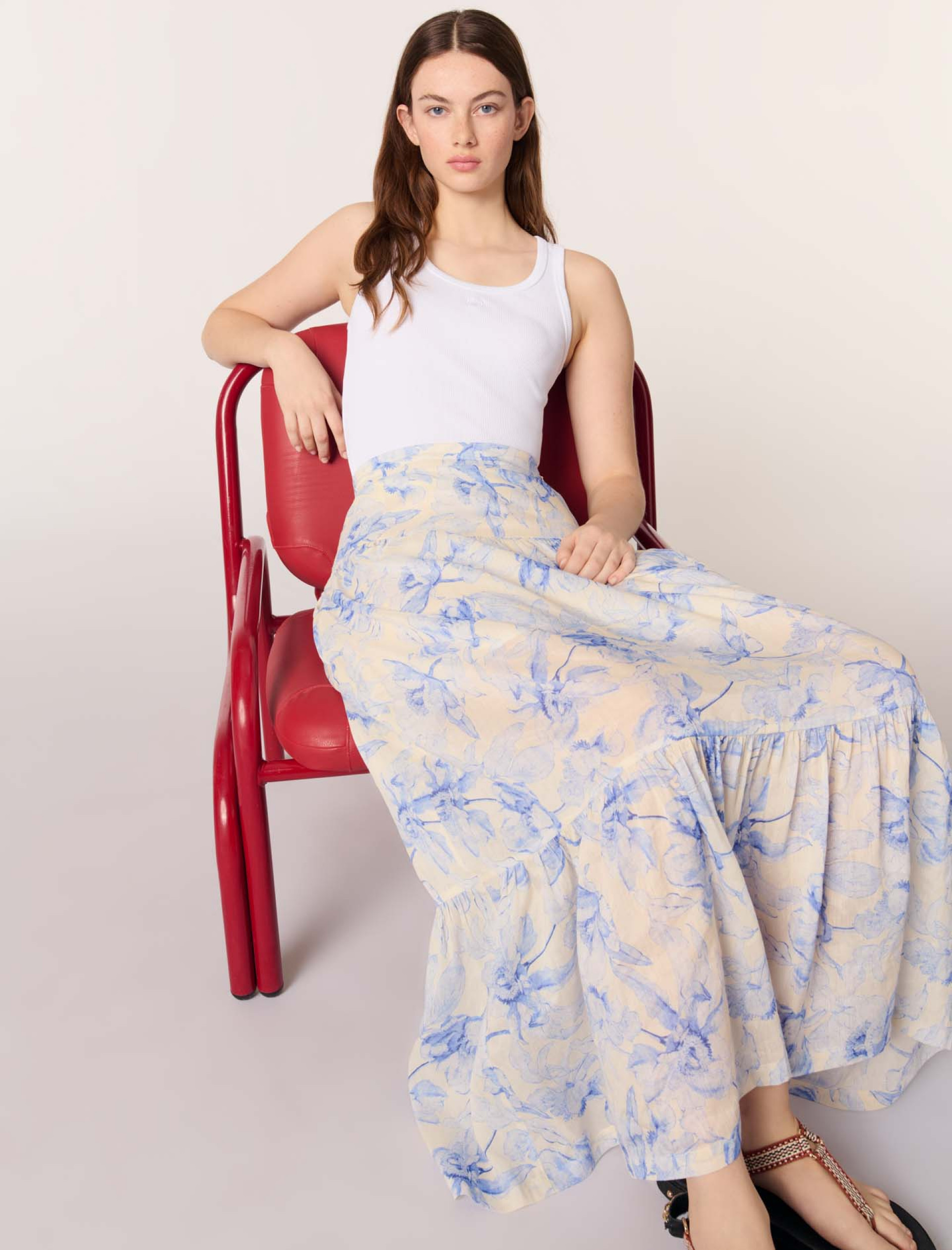 Жіноча довга спідниця з квітковим принтом