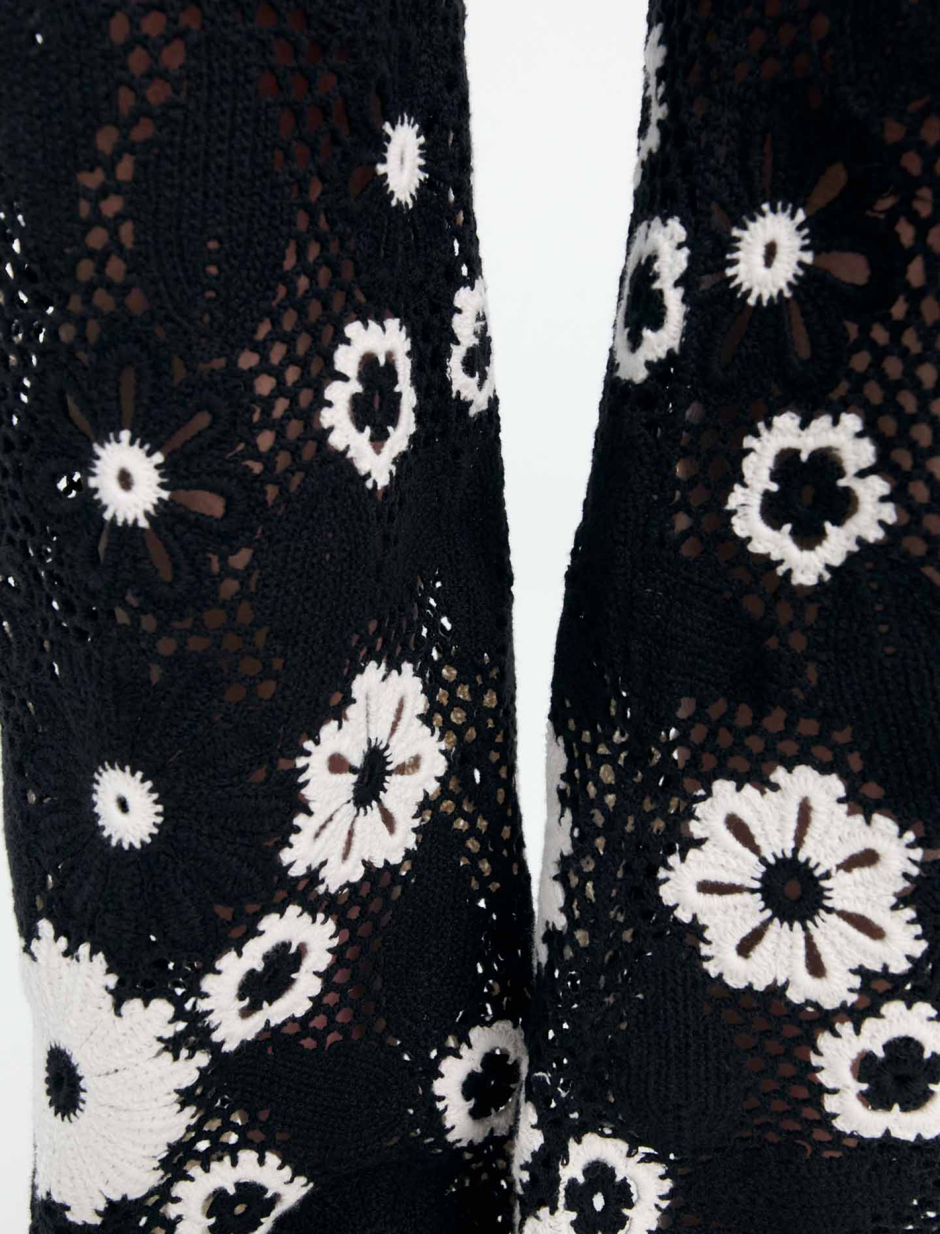 Женские вязаные брюки с цветочным узором