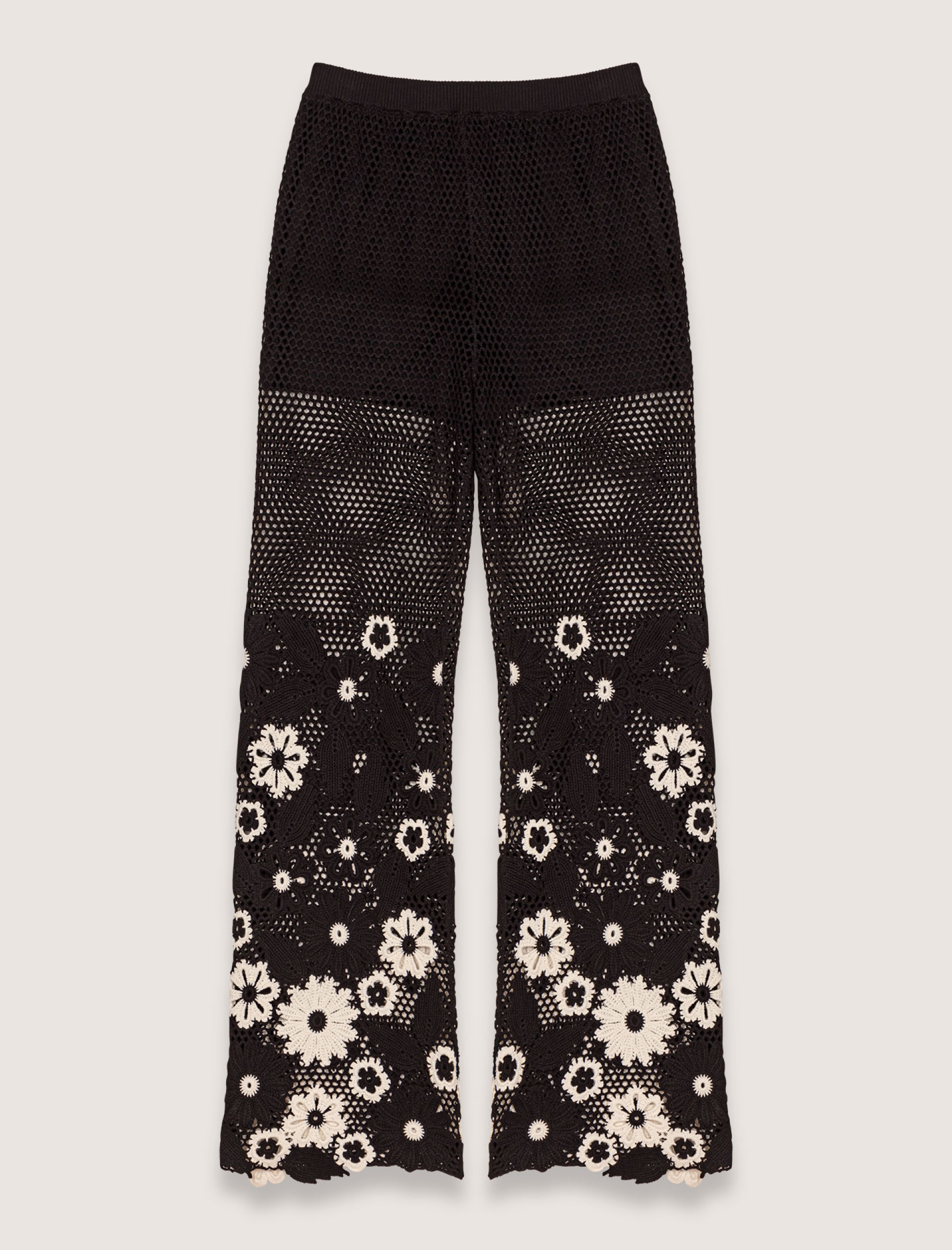 Женские вязаные брюки с цветочным узором