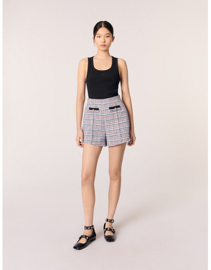 Жіночі твідові шорти з контрастними ставками