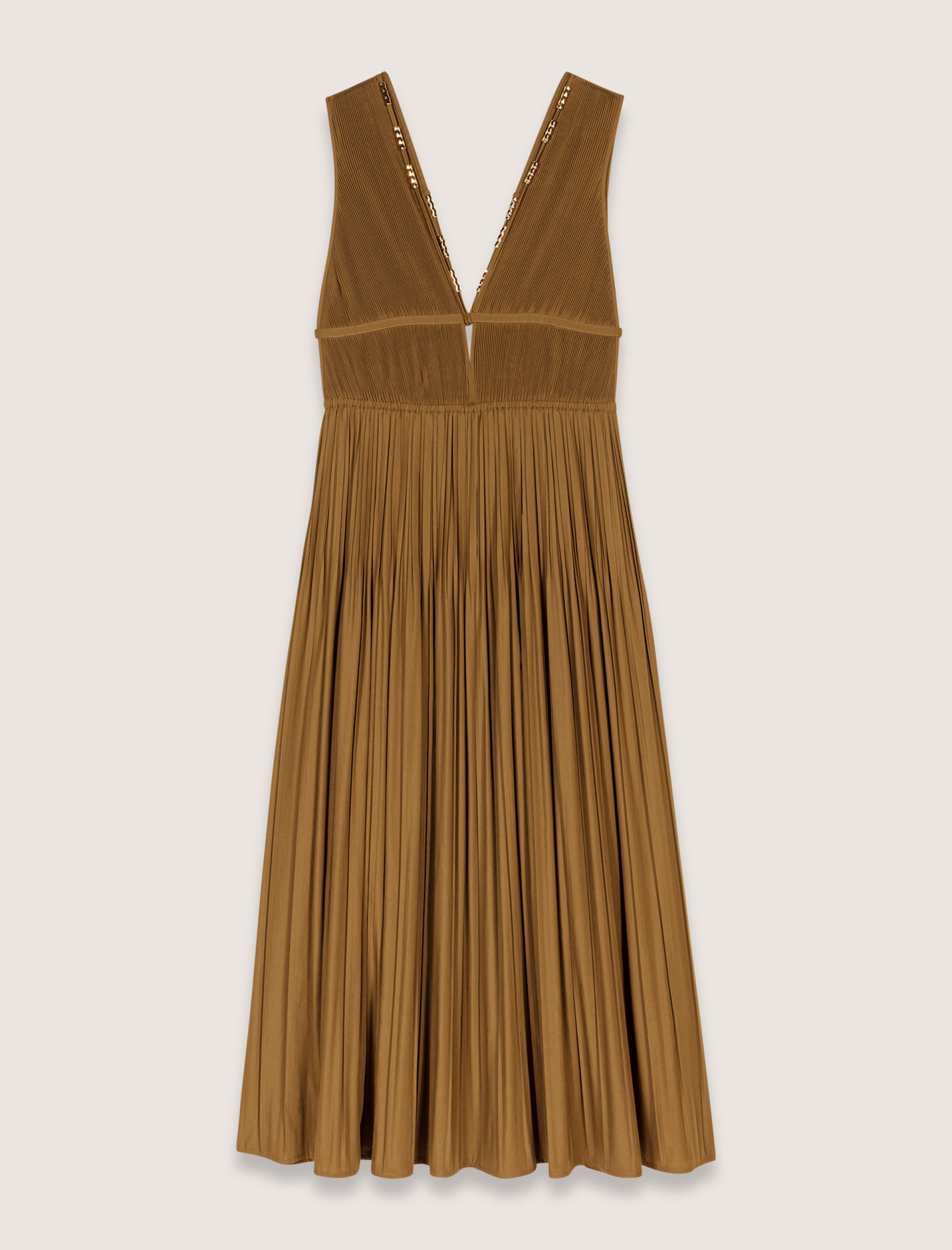 Жіноча плісирована сукня з прикрашеним вирізом