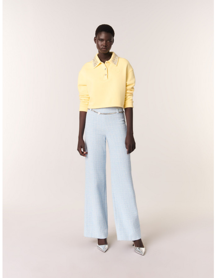 Женские твидовые брюки с поясом