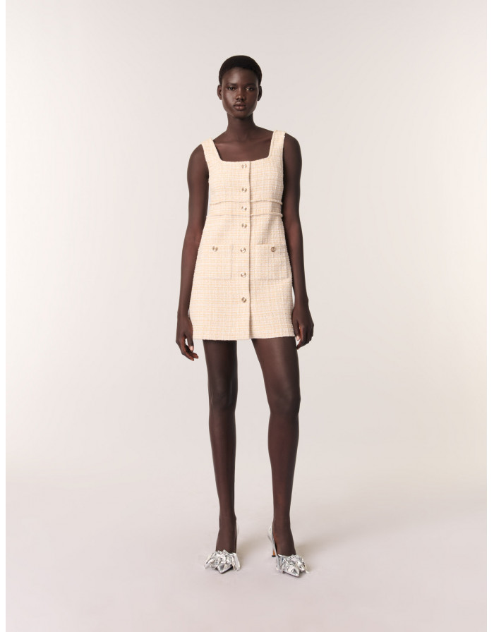 Женское короткое твидовое платье