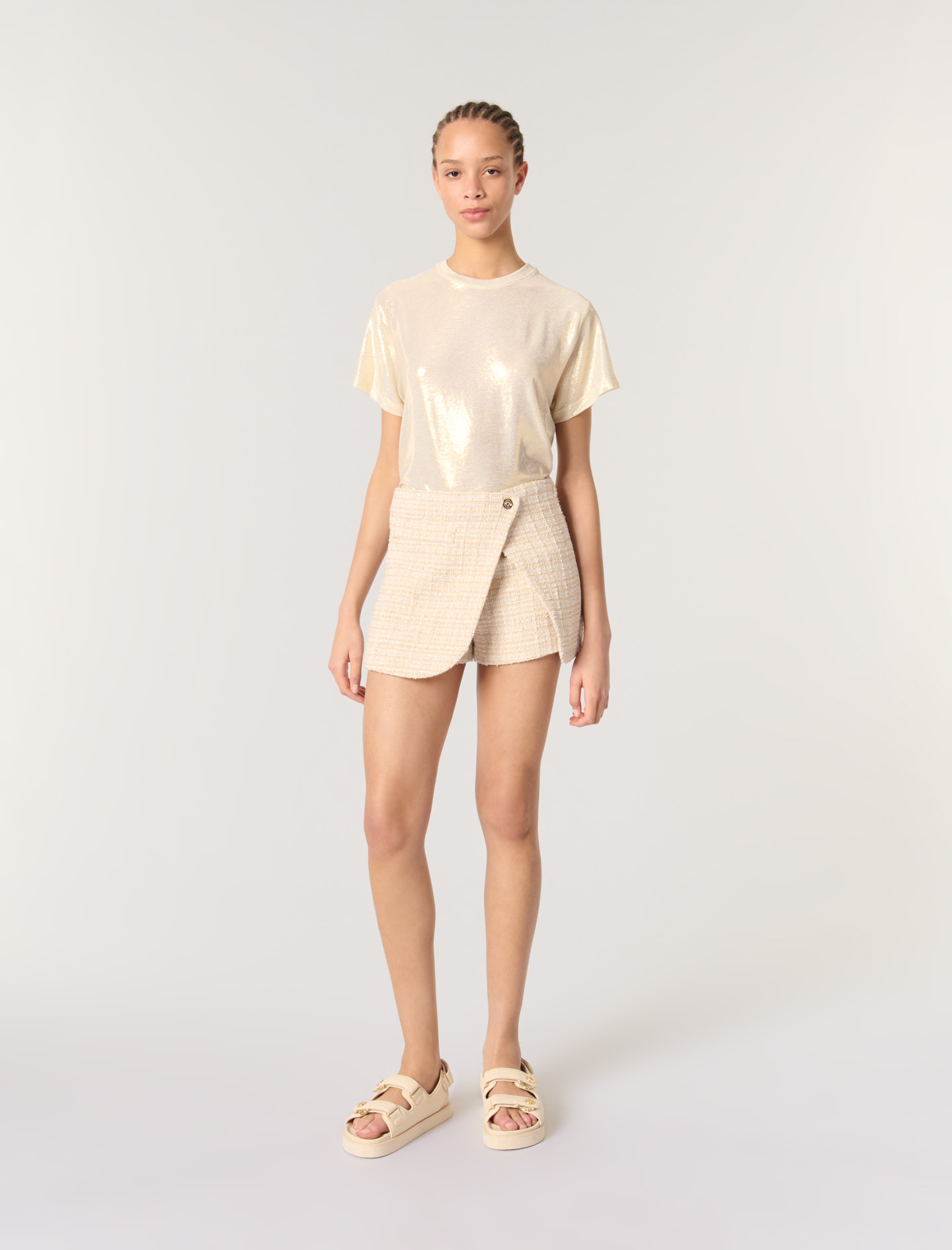 Жіночі твідові шорти з ефектом trompe l'oeil