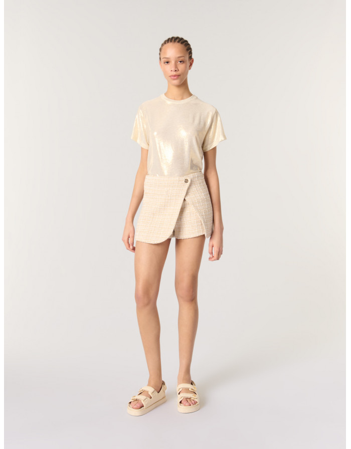 Жіночі твідові шорти з ефектом trompe l'oeil
