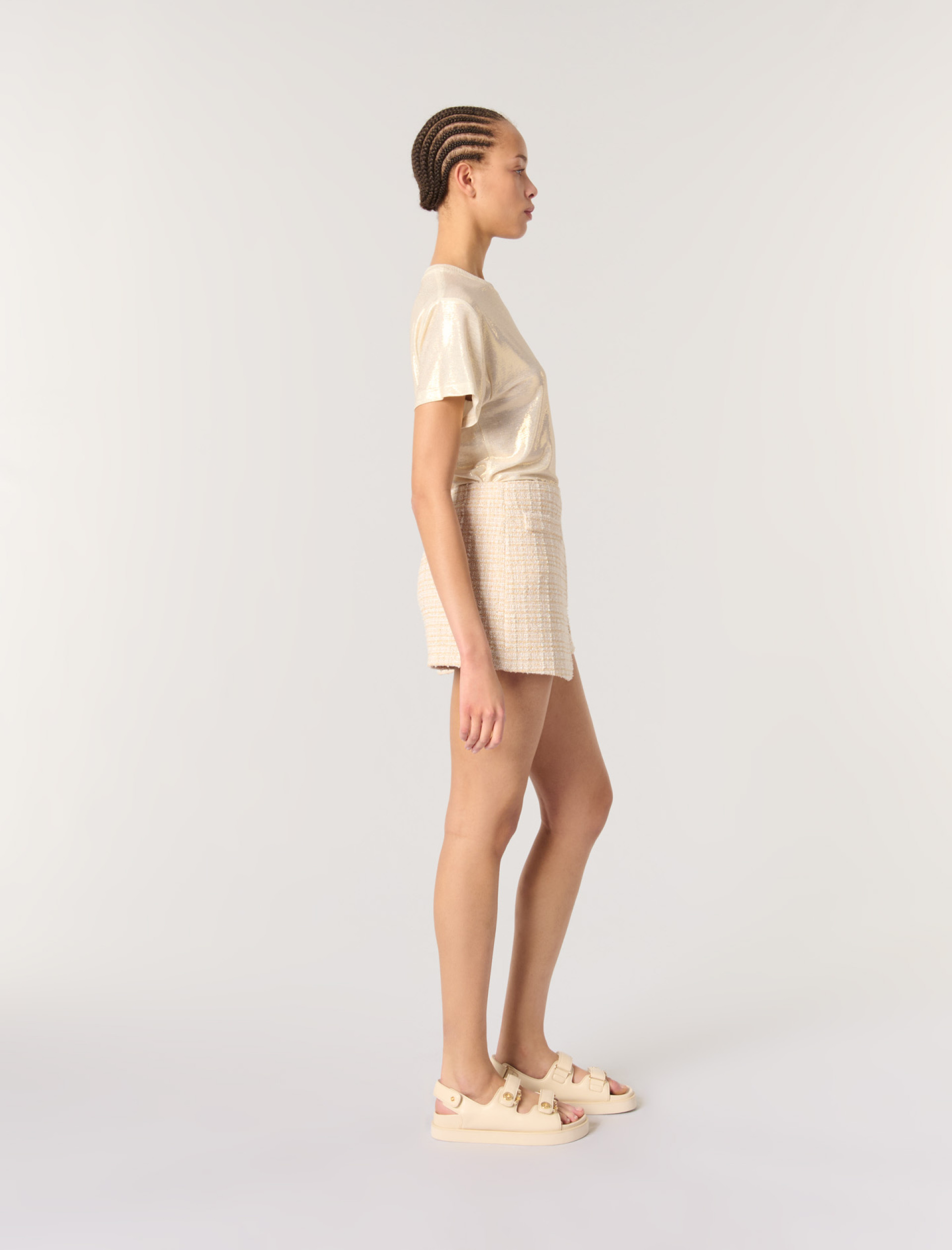 Жіночі твідові шорти з ефектом trompe l'oeil