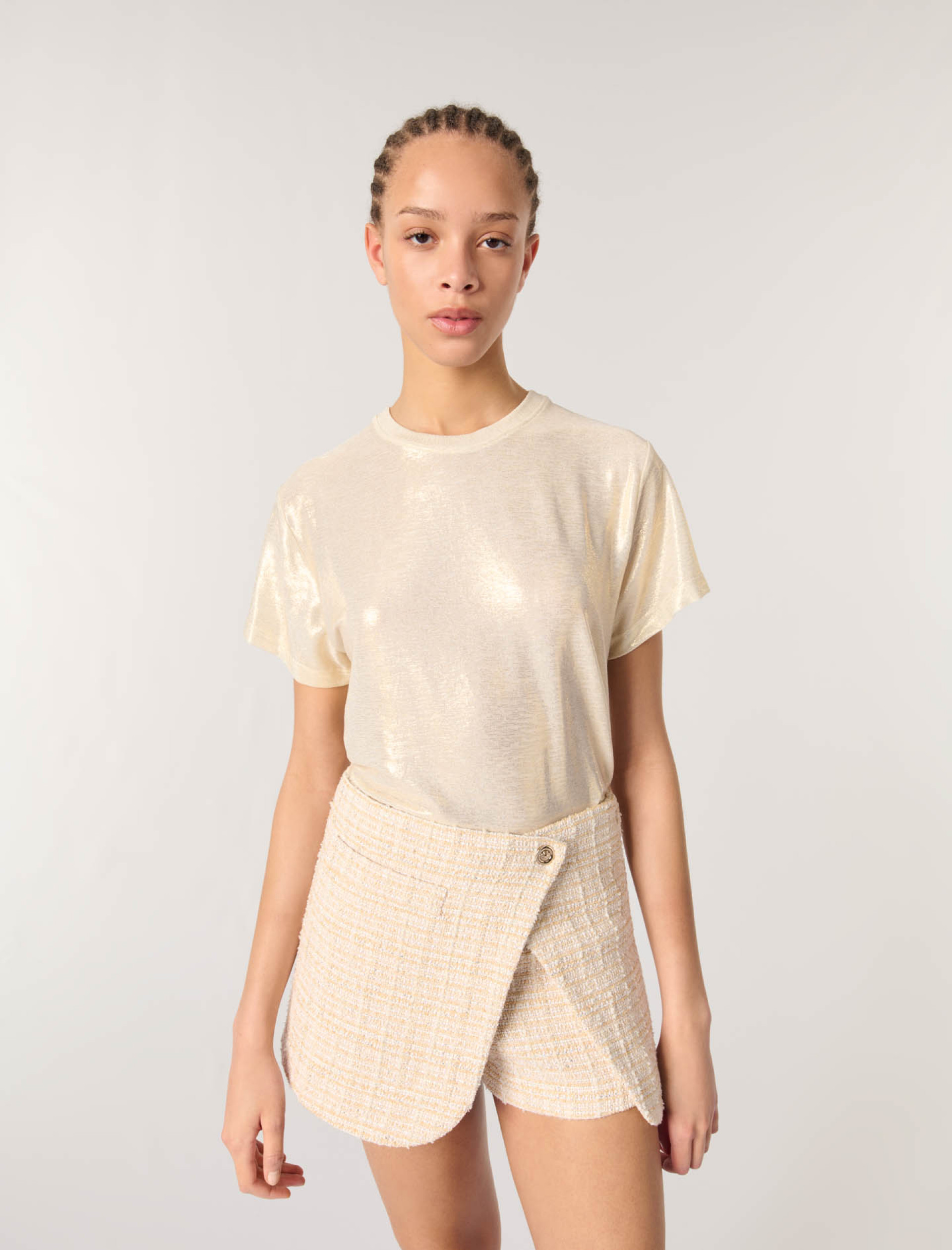 Жіночі твідові шорти з ефектом trompe l'oeil