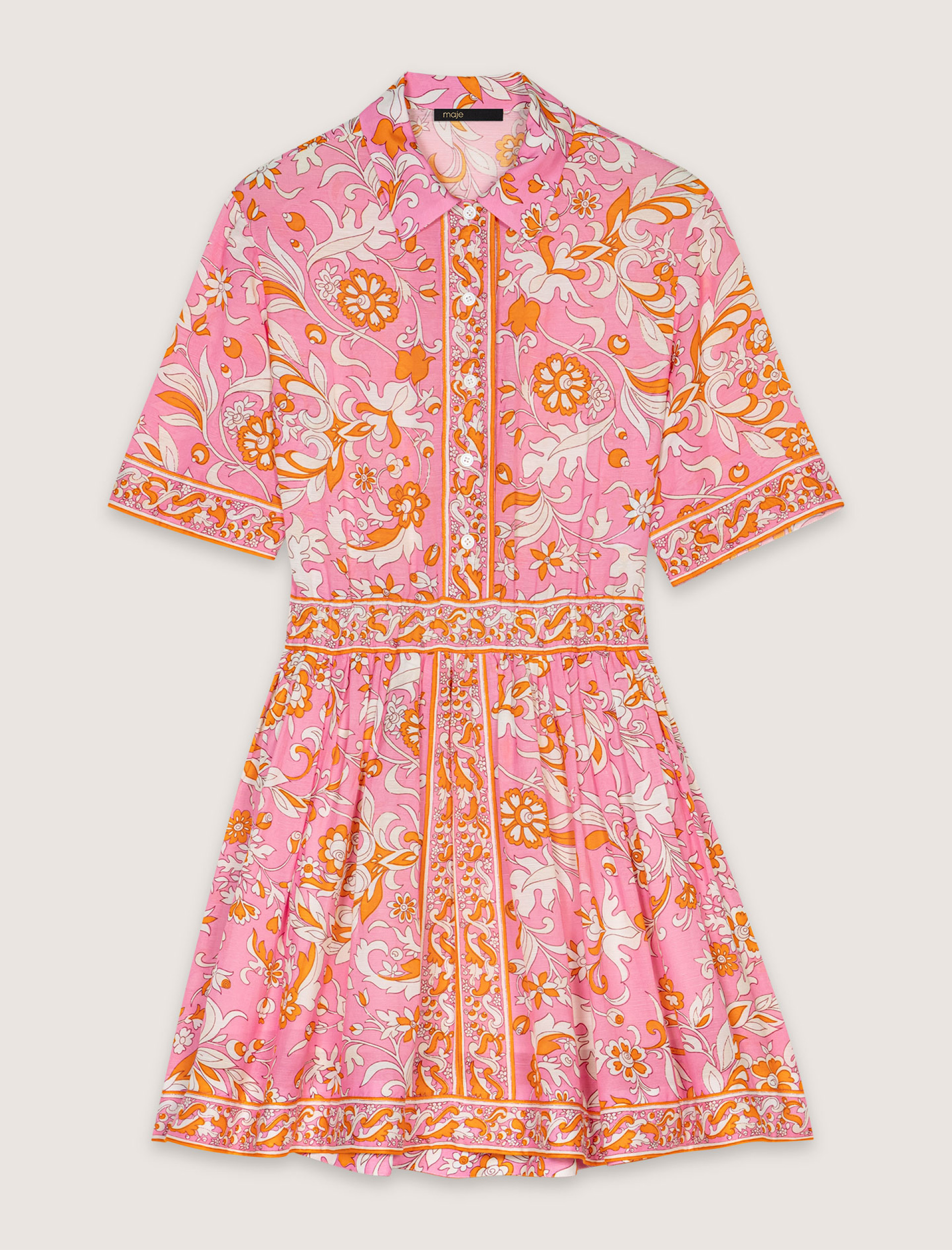 Женское короткое струящееся платье с принтом