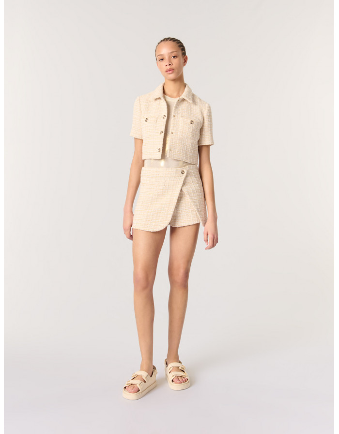Жіночий короткий твідовий жакет