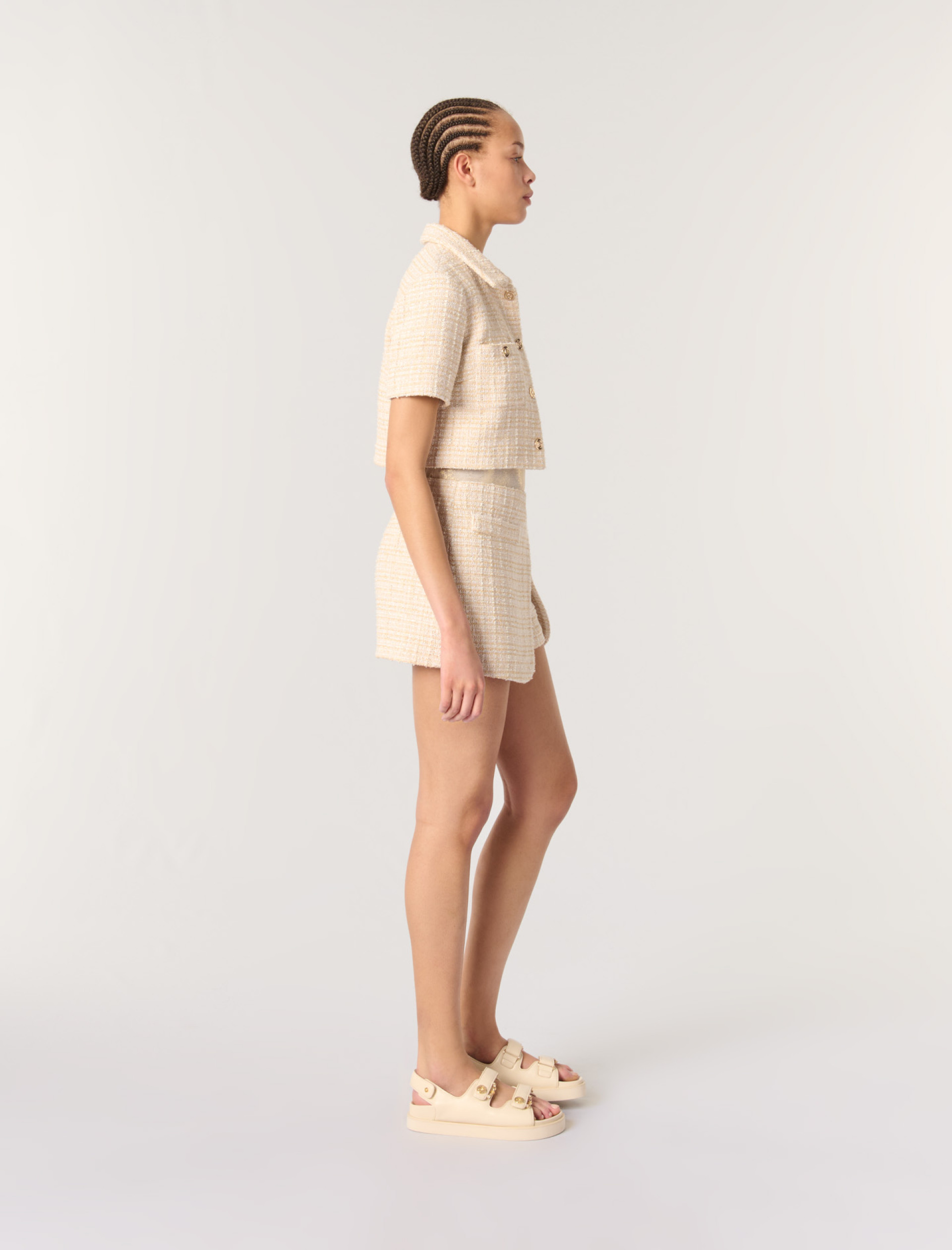 Жіночий короткий твідовий жакет