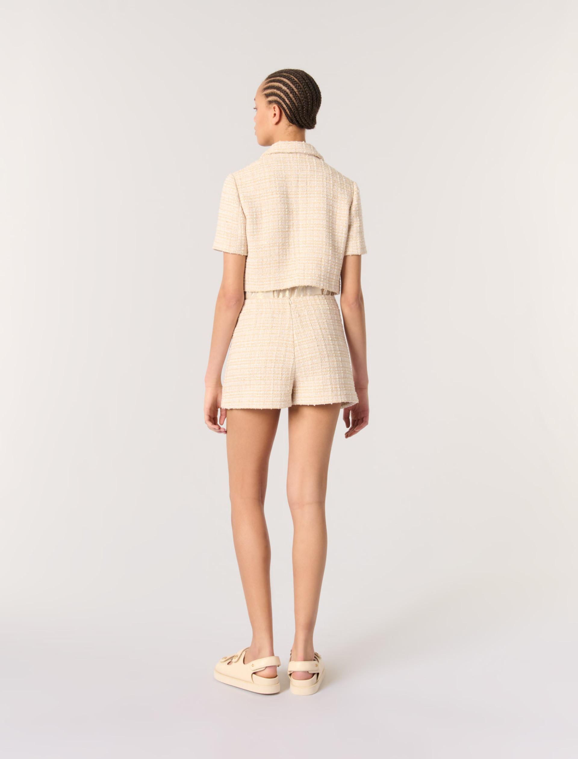 Жіночий короткий твідовий жакет