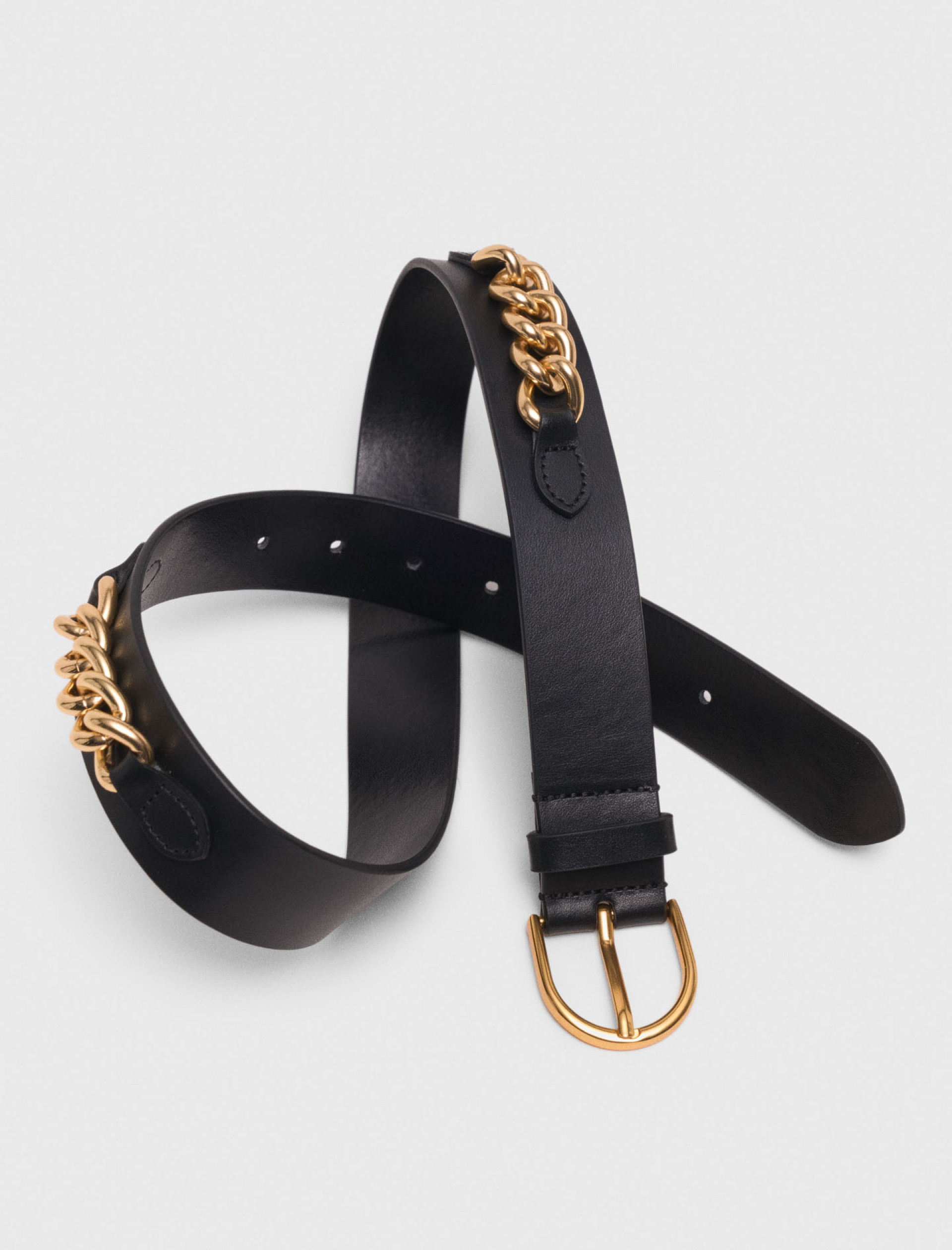 Жіночий шкіряний ремінь зі вставками-ланцюжками