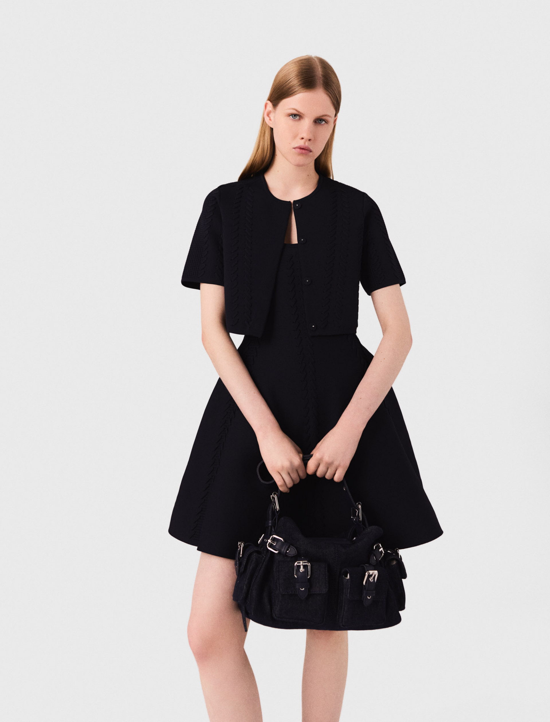 Жіночий синій короткий кардиган