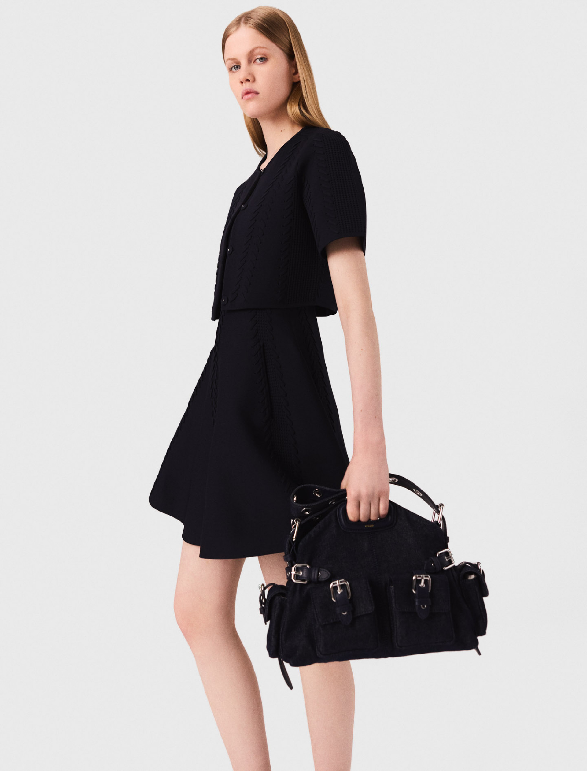 Жіночий синій короткий кардиган