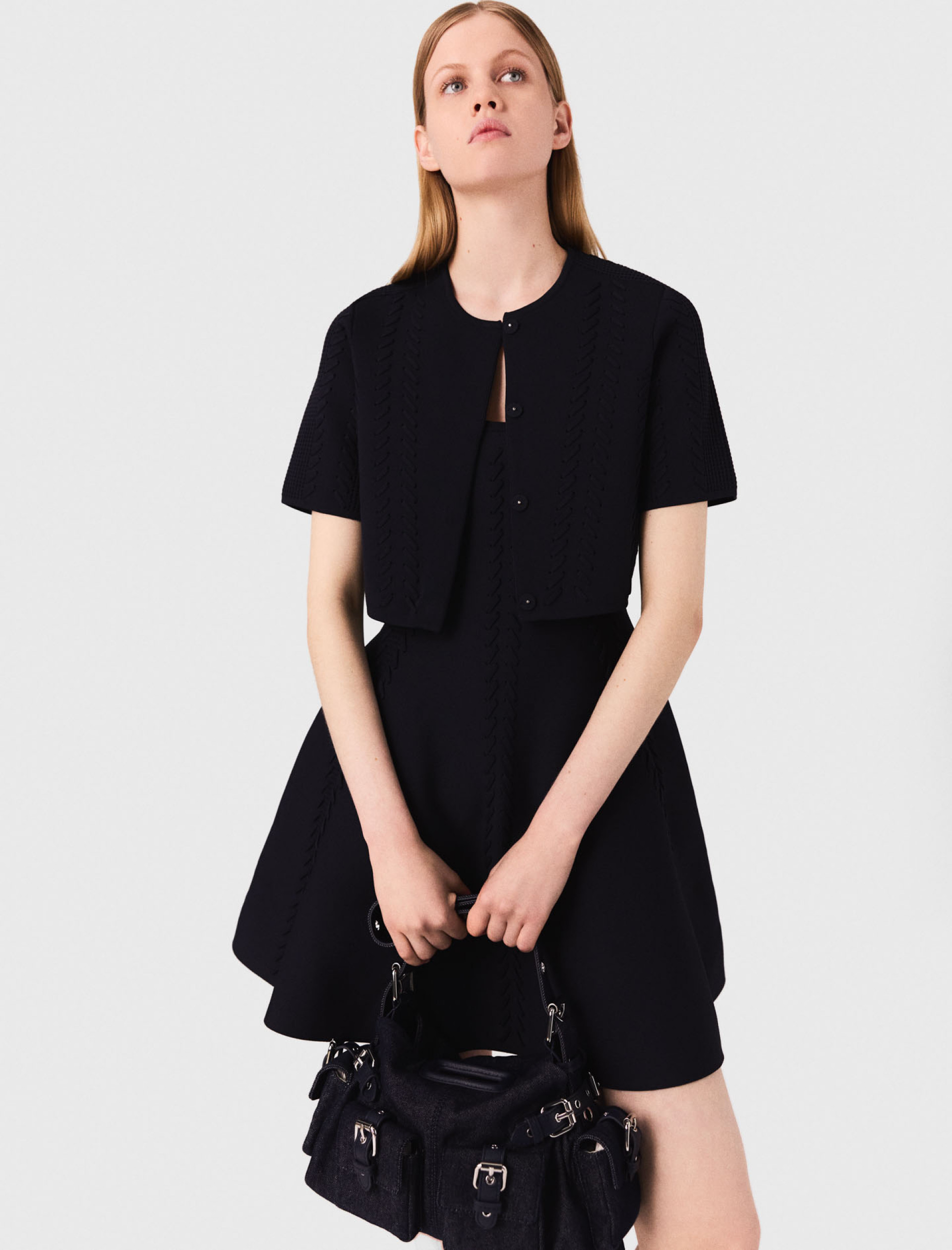 Жіночий синій короткий кардиган