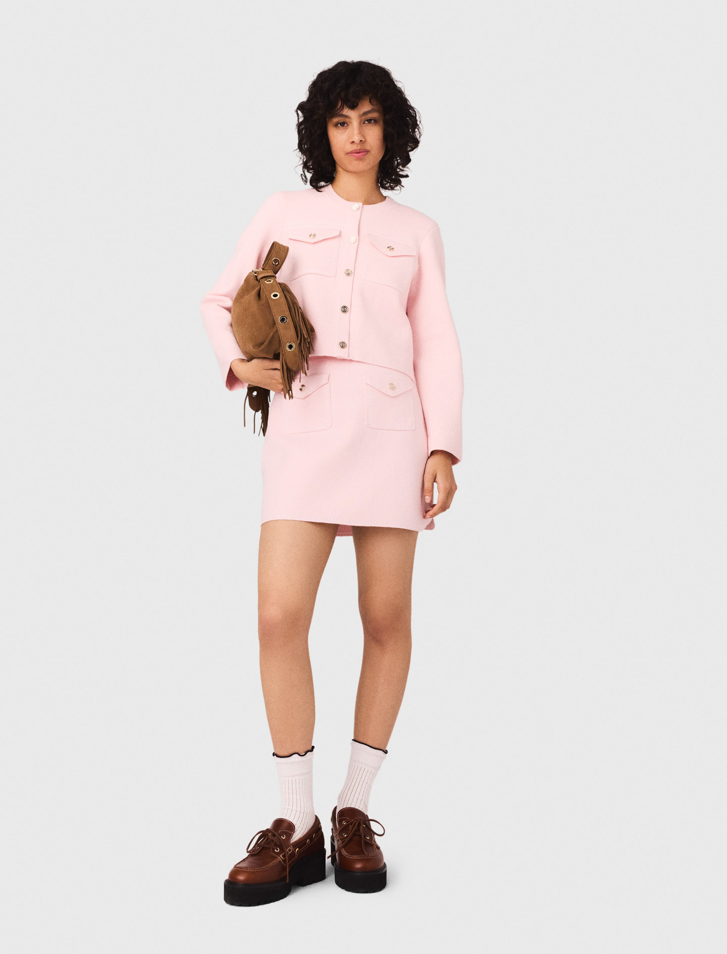 Женская розовая юбка с отделкой