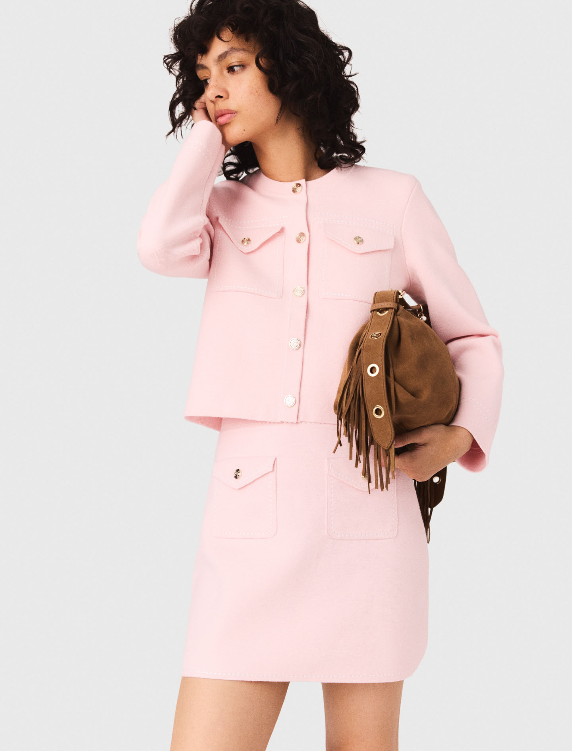 Женская розовая юбка с отделкой