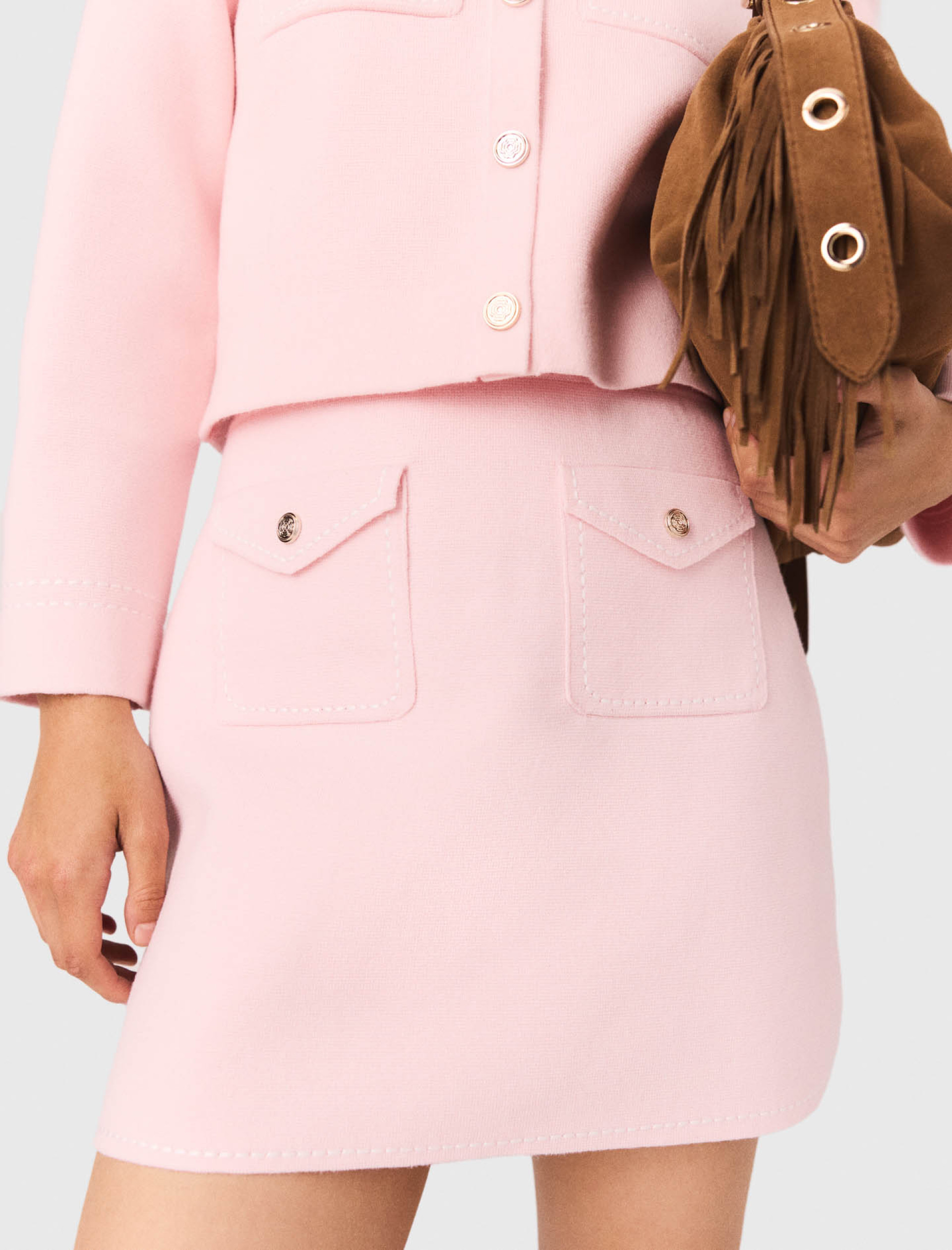 Женская розовая юбка с отделкой