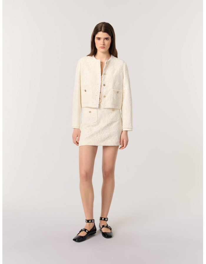 Жіночий короткий гіпюровий жакет