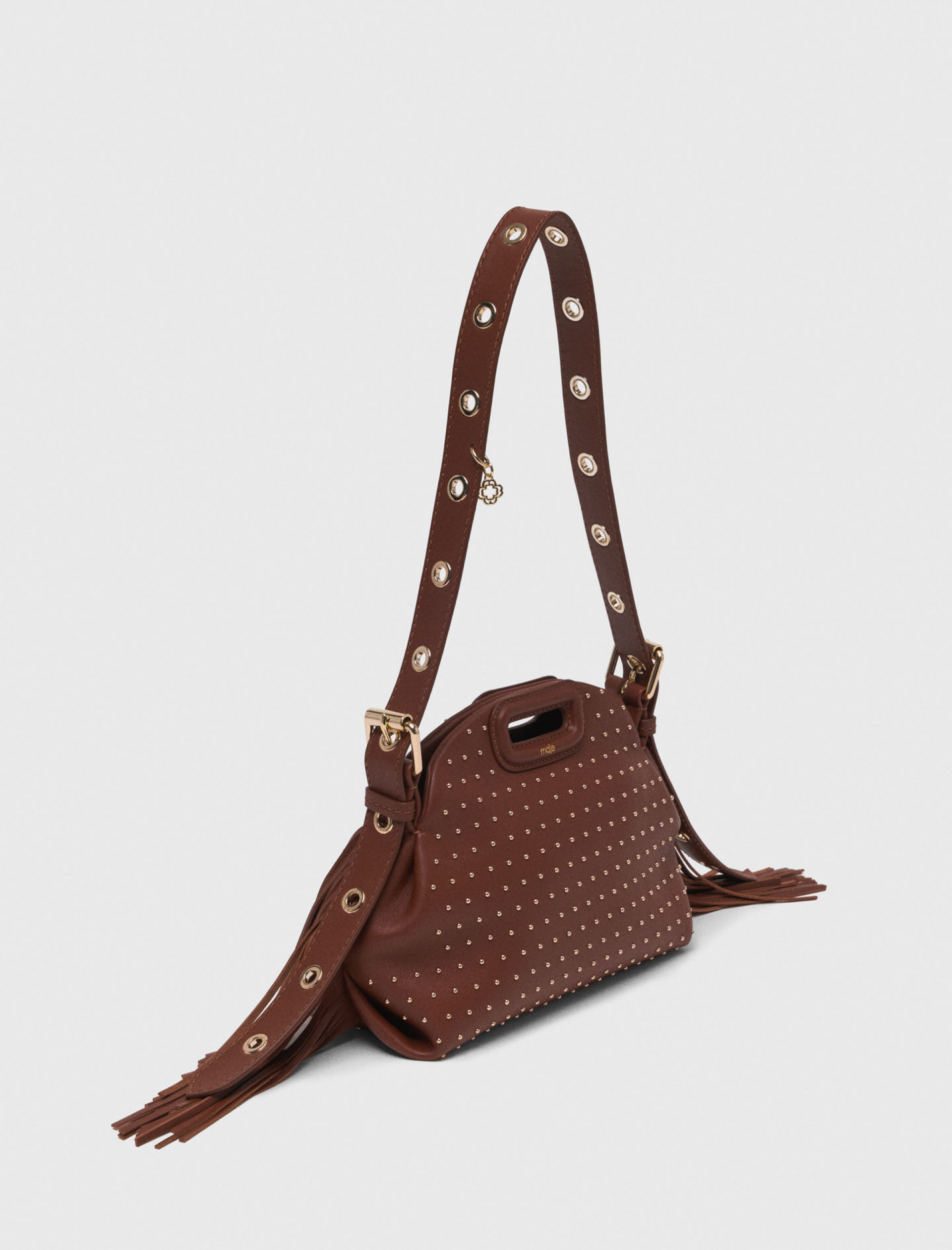 Жіноча коричнева сумка Miss M mini з заклепками