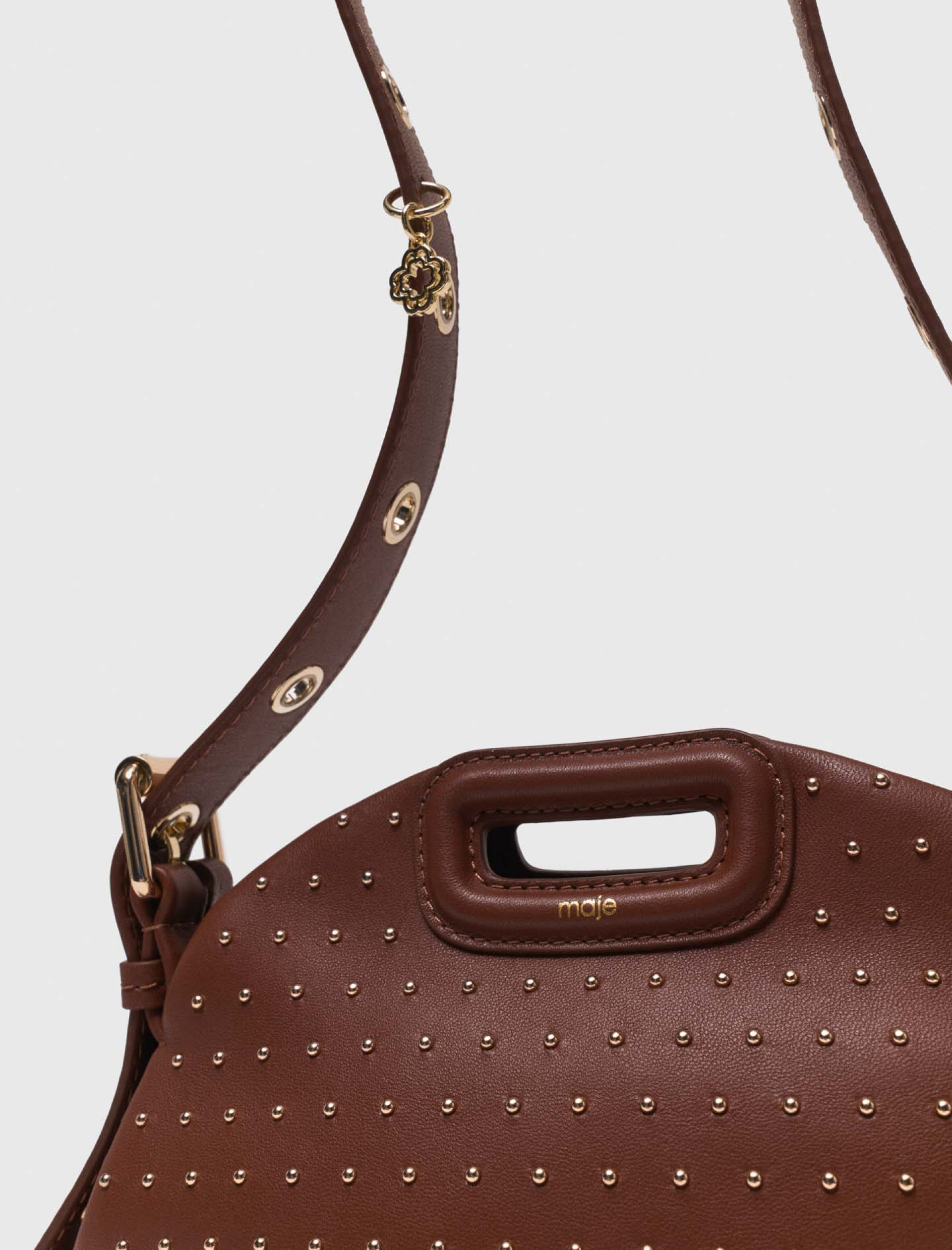 Жіноча коричнева сумка Miss M mini з заклепками