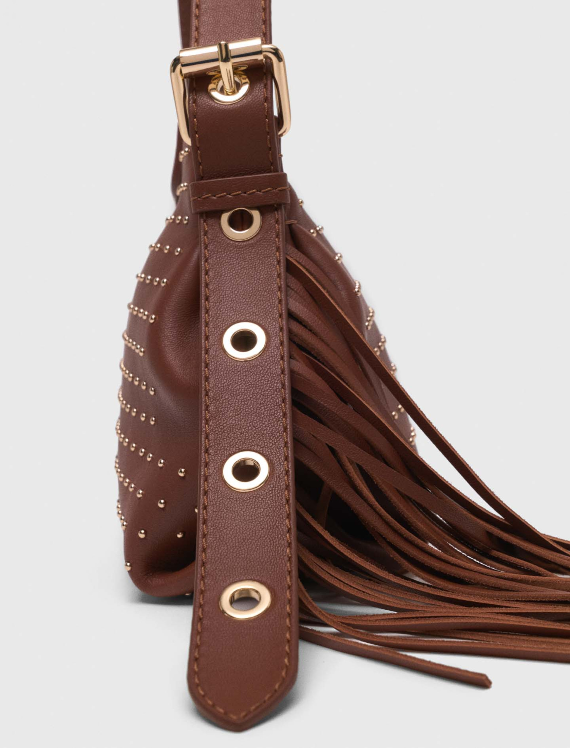 Жіноча коричнева сумка Miss M mini з заклепками