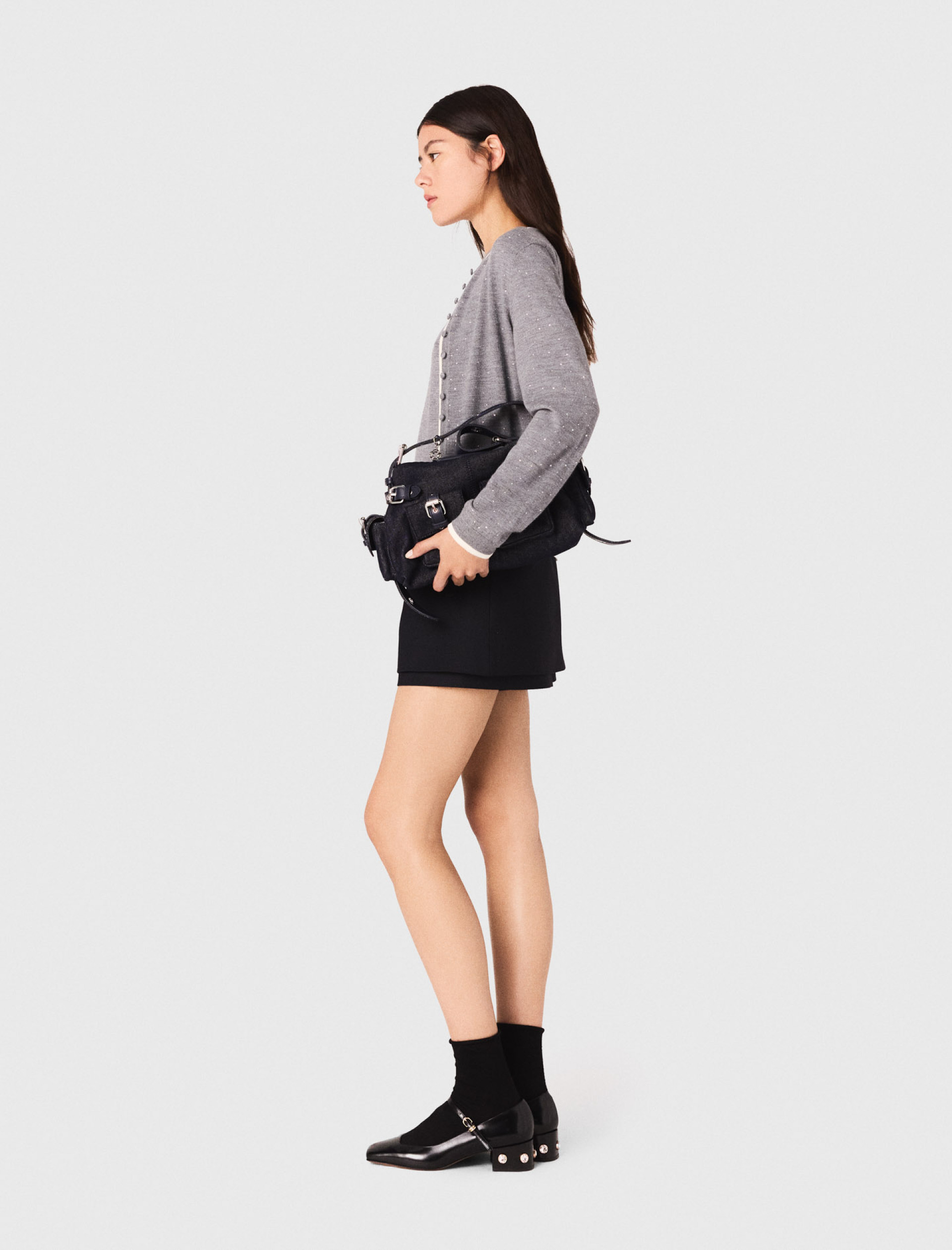 Жіночий кардиган із 100% вовни зі стразами