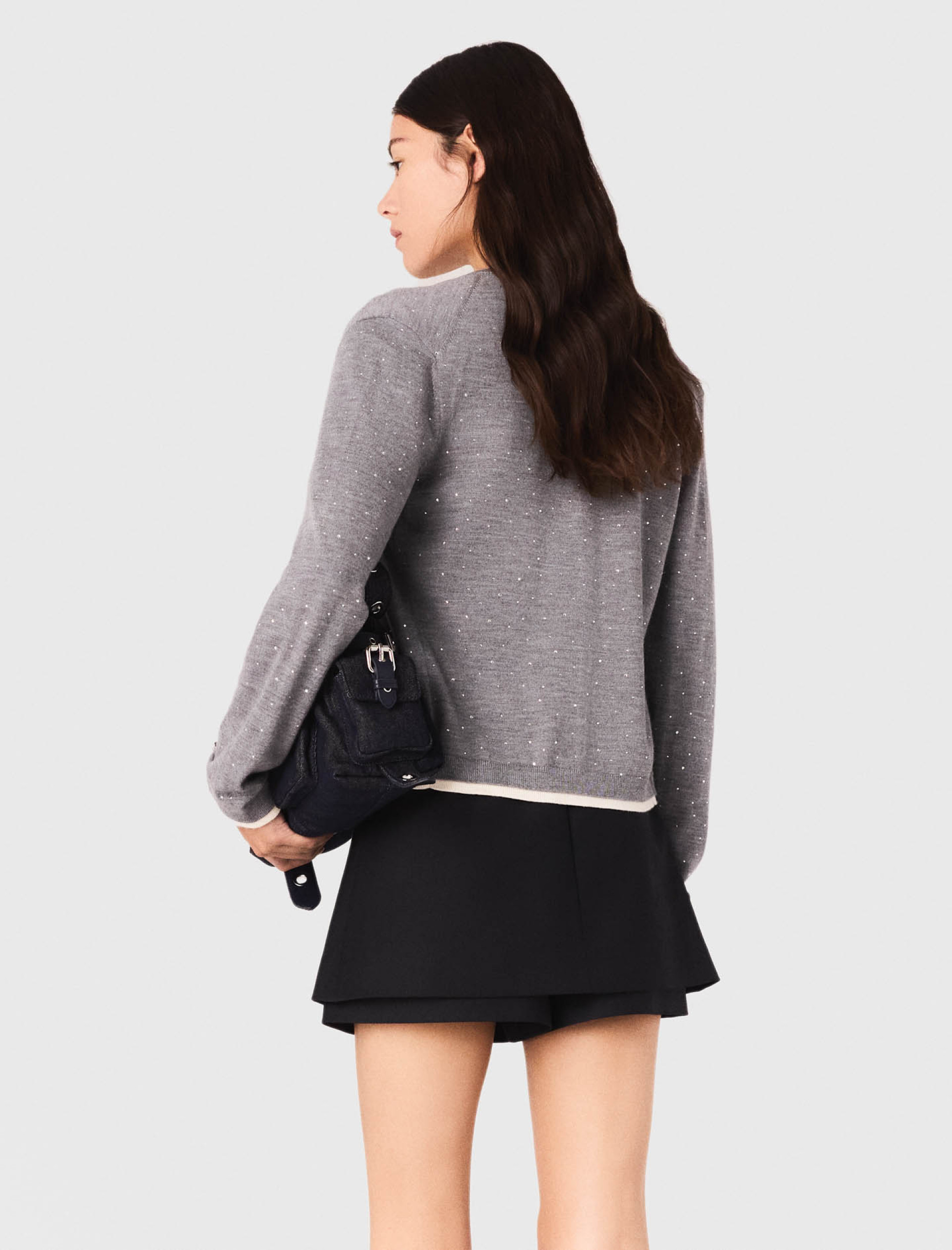 Жіночий кардиган із 100% вовни зі стразами