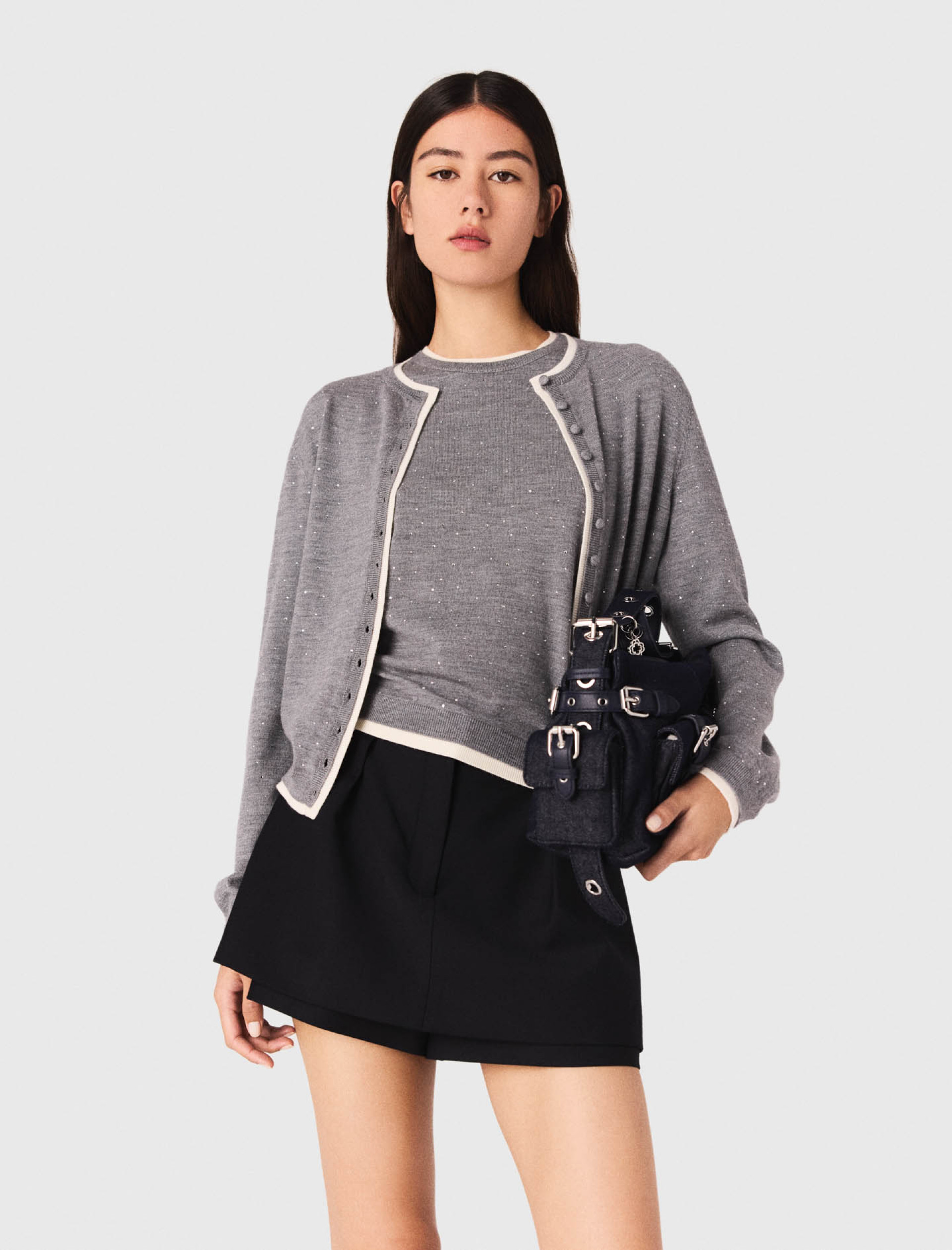 Жіночий кардиган із 100% вовни зі стразами