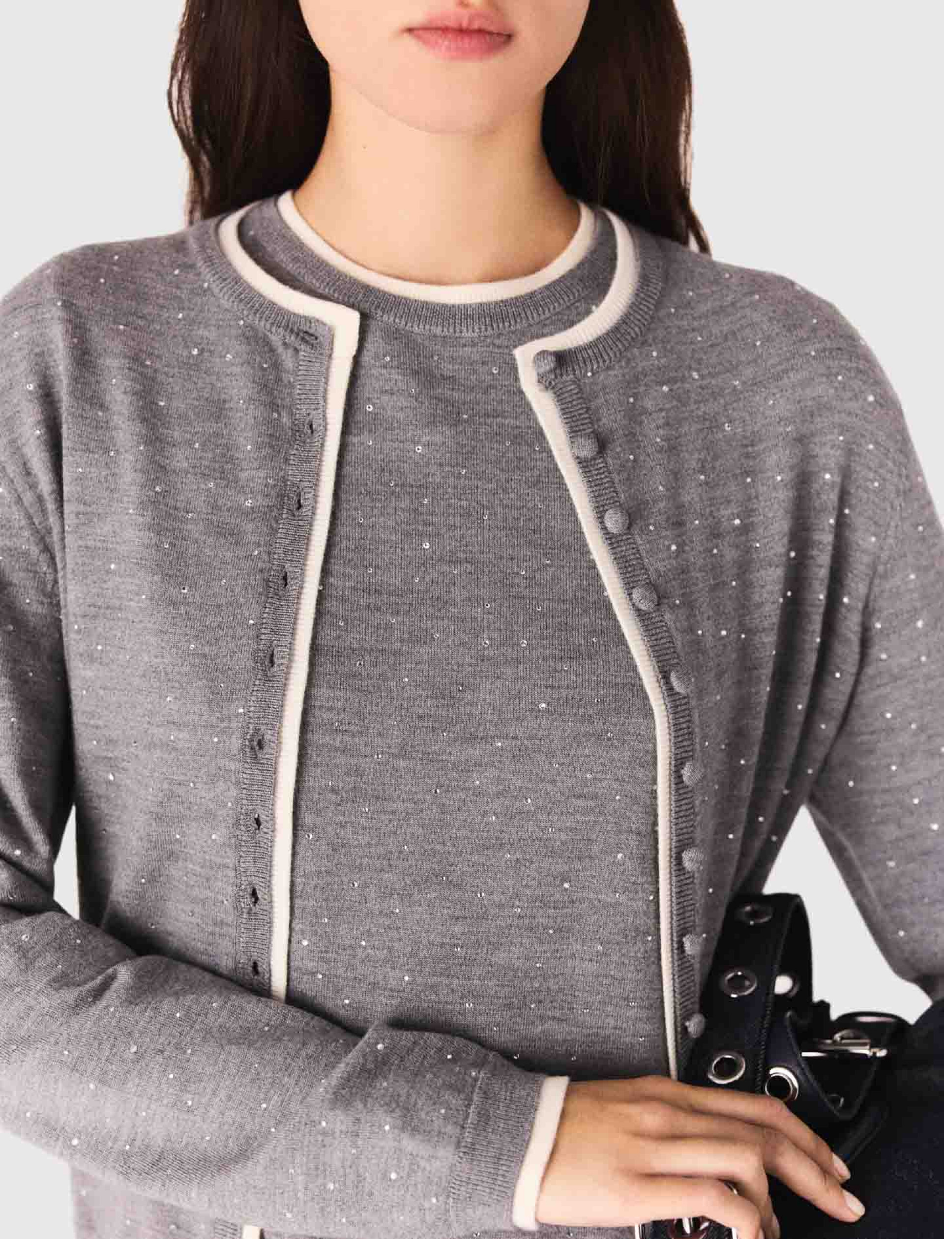 Жіночий кардиган із 100% вовни зі стразами
