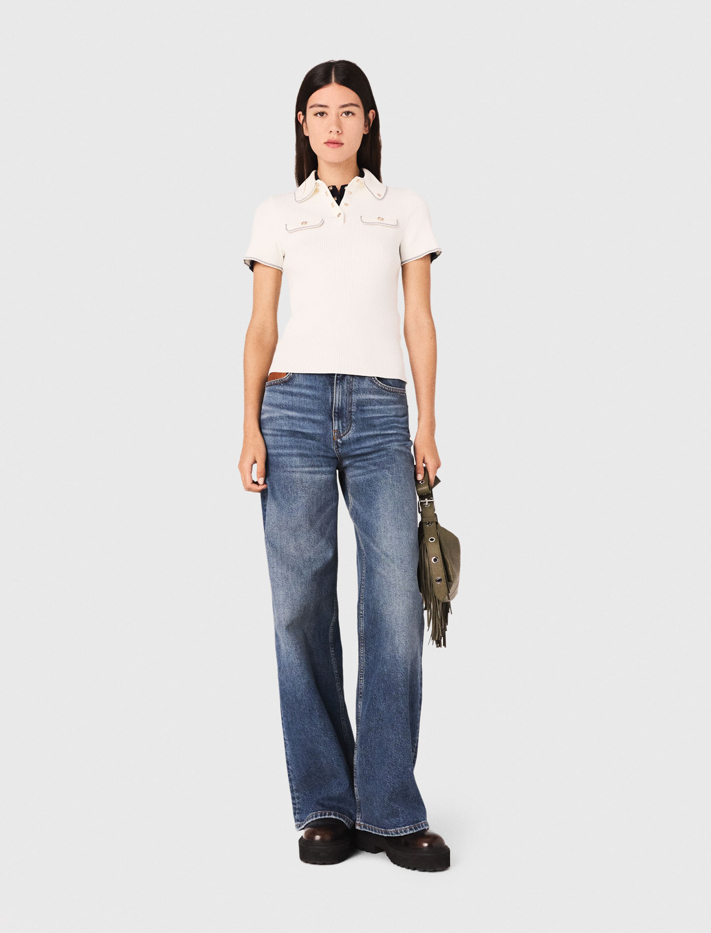 Женская молочная футболка-поло