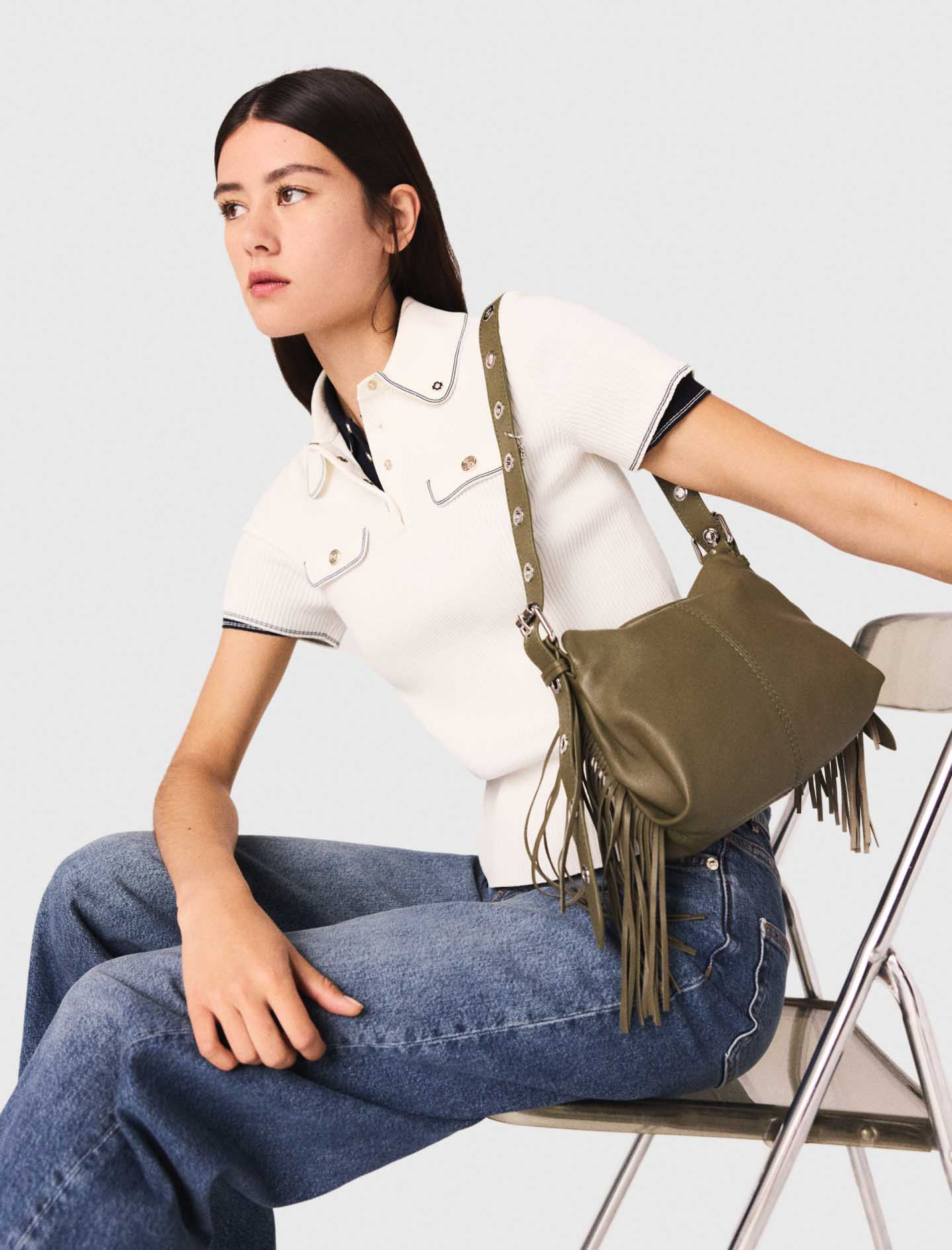 Женская молочная футболка-поло Женская молочная футболка-поло