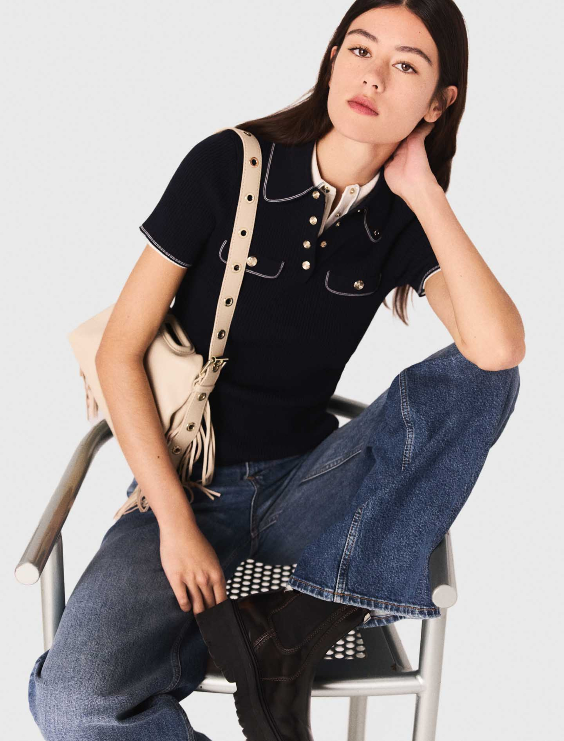 Жіноча синя футболка-поло